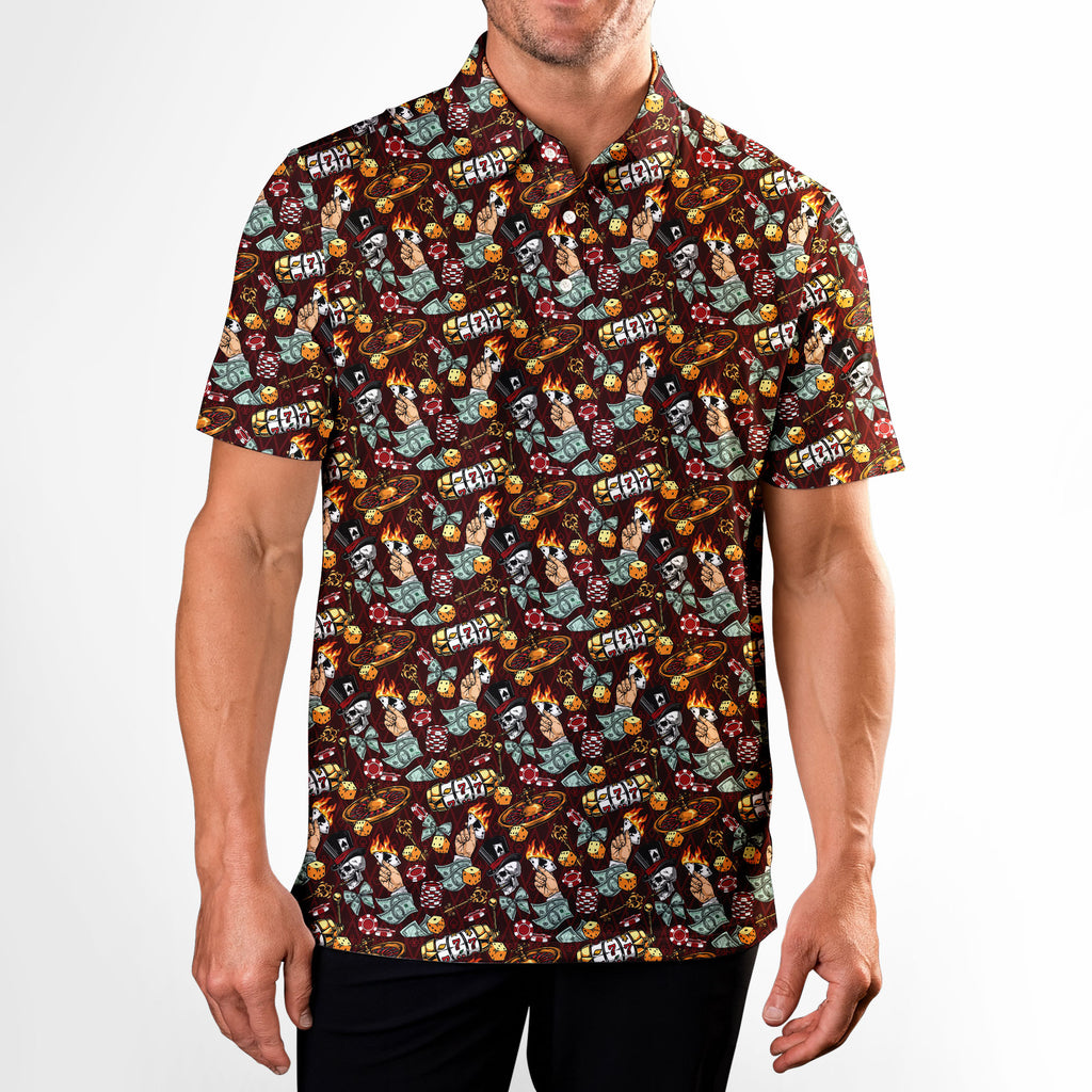 Lucky Skull Aloha - Golf Polo Shirt-Polo Shirt For Men-Gerbera Prints