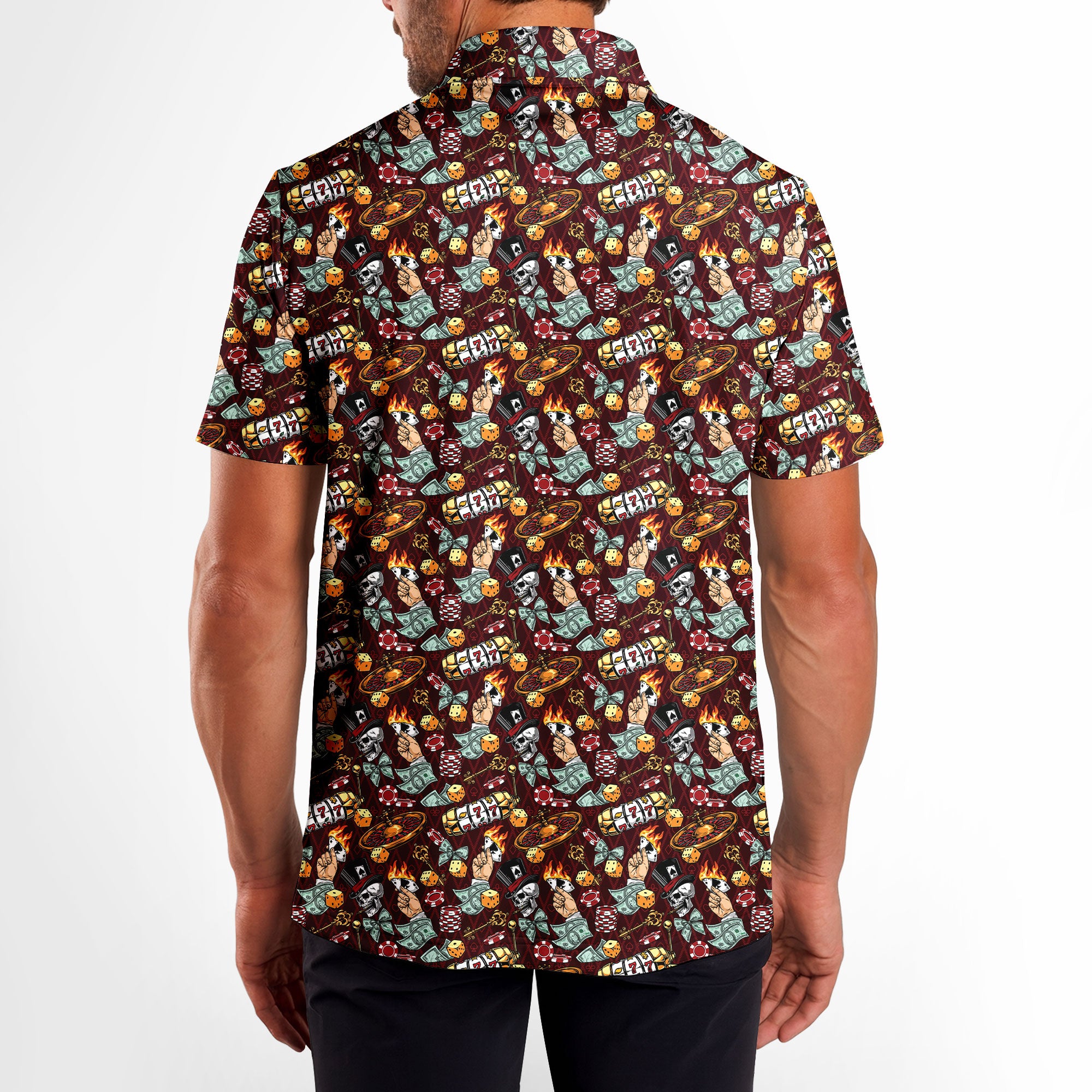 Lucky Skull Aloha - Golf Polo Shirt-Polo Shirt For Men-Gerbera Prints