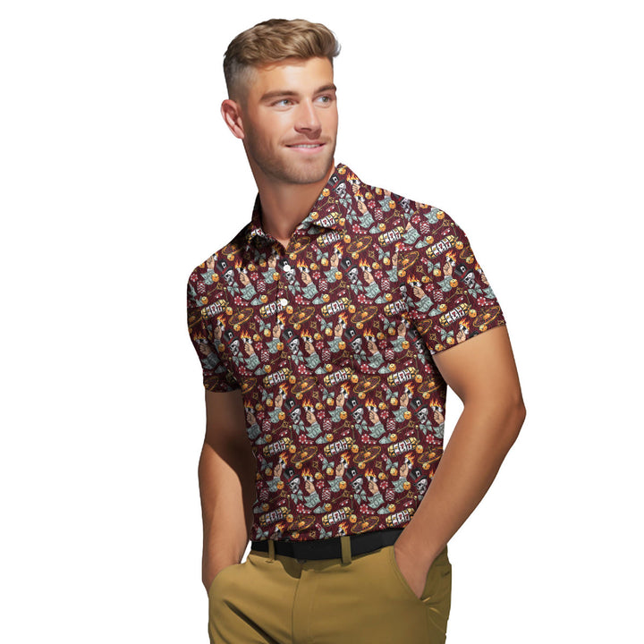 Lucky Dice Spades Gambling Skull Aloha - Golf Polo Shirt