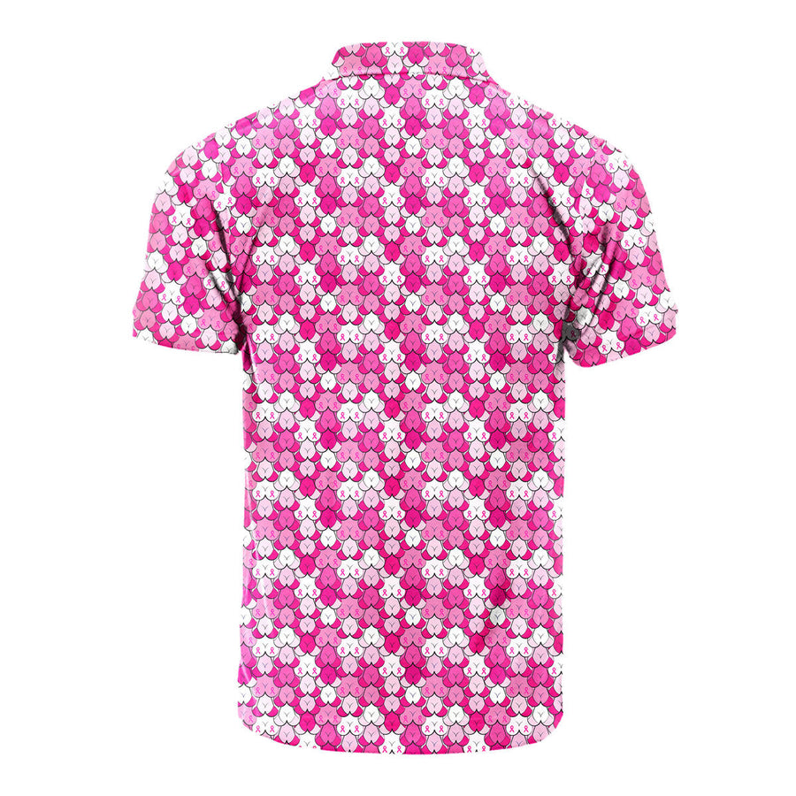 Back preview of Pink Ribbon - Funny Golf Polo Shirt with your team and number