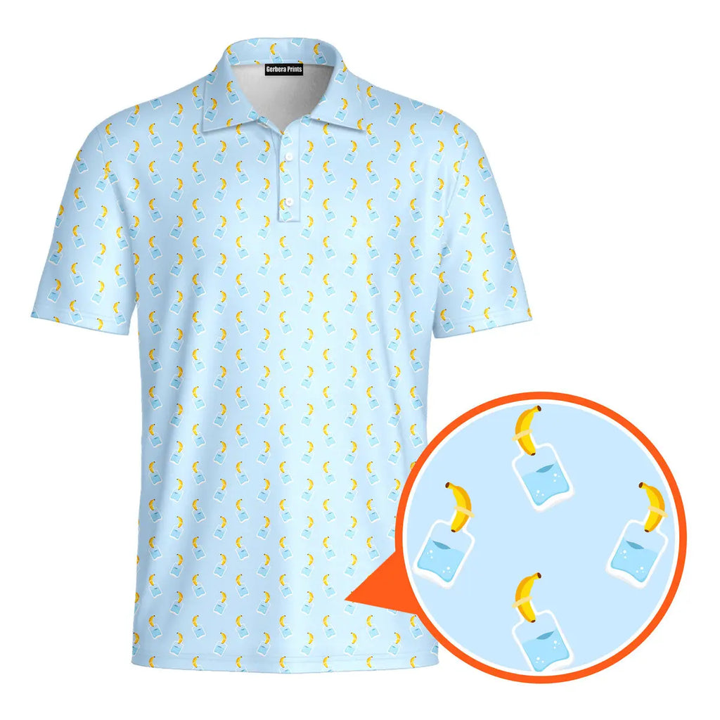 Banana Deep In Jar-Polo Shirt For Men-Gerbera Prints