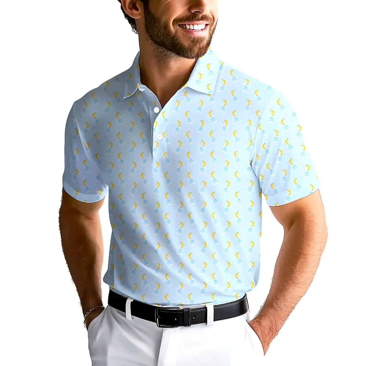Banana Deep In Jar-Polo Shirt For Men-Gerbera Prints