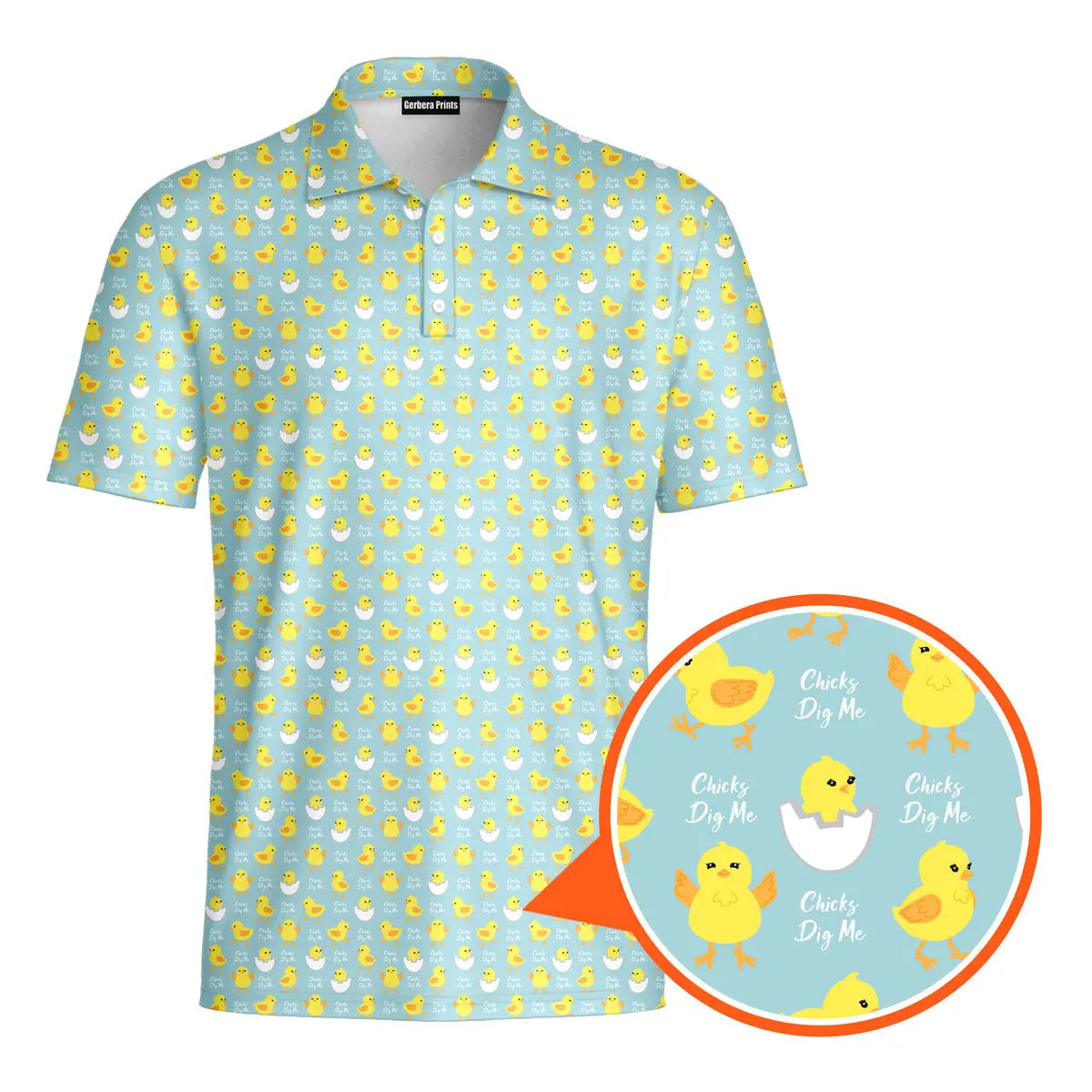 Chicks Dig Me Easter Eggs-Polo Shirt For Men-Gerbera Prints