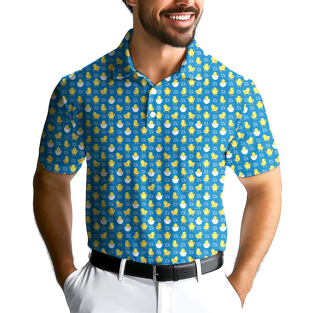 Chicks Dig Me Easter Eggs-Polo Shirt For Men-Gerbera Prints