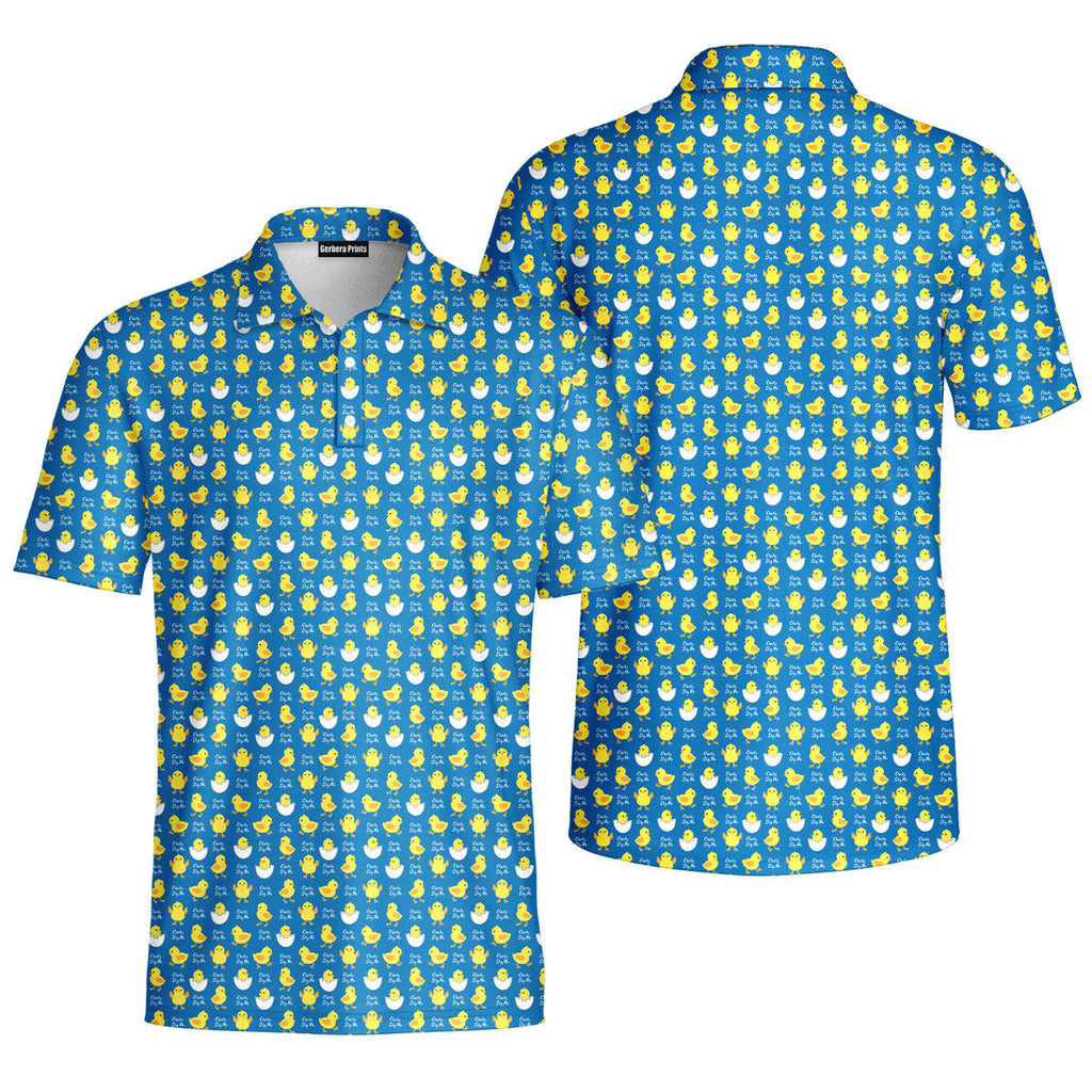 Chicks Dig Me Easter Eggs-Polo Shirt For Men-Gerbera Prints