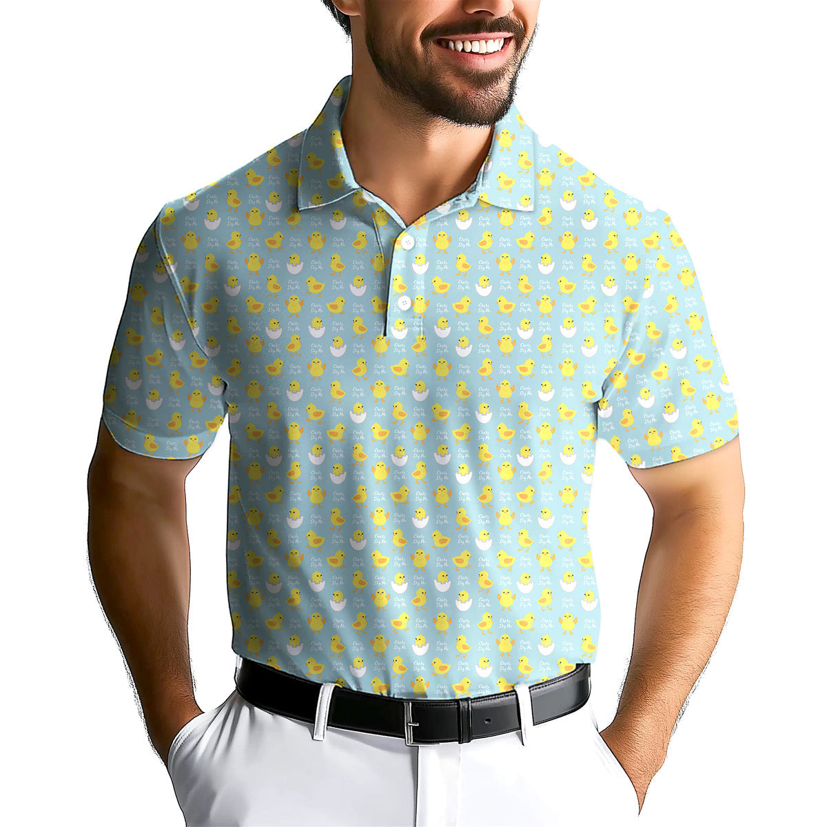 Chicks Dig Me Easter Eggs-Polo Shirt For Men-Gerbera Prints
