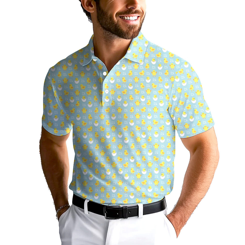 Chicks Dig Me Easter Eggs-Polo Shirt For Men-Gerbera Prints