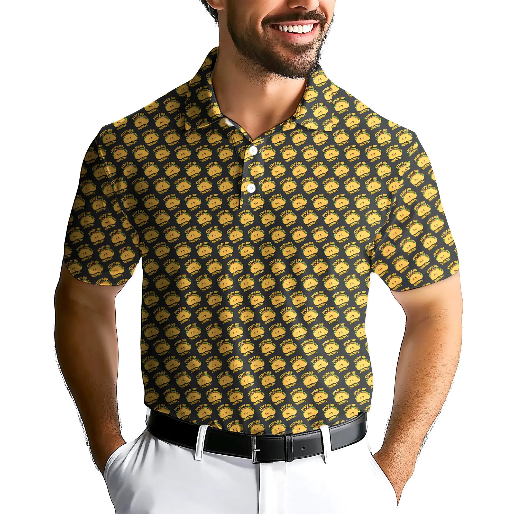 Stuff Me Daddy-Polo Shirt For Men-Gerbera Prints