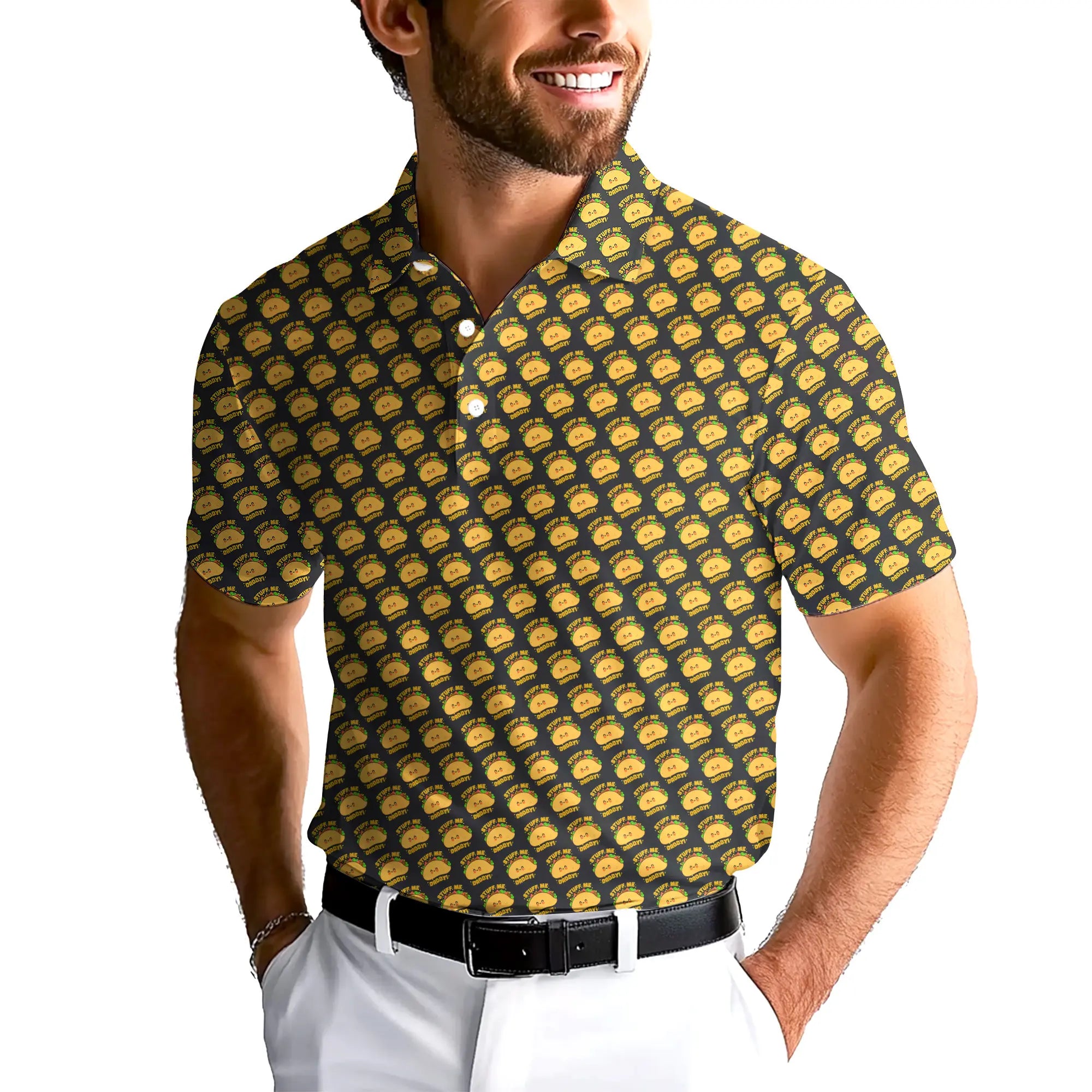 Stuff Me Daddy-Polo Shirt For Men-Gerbera Prints