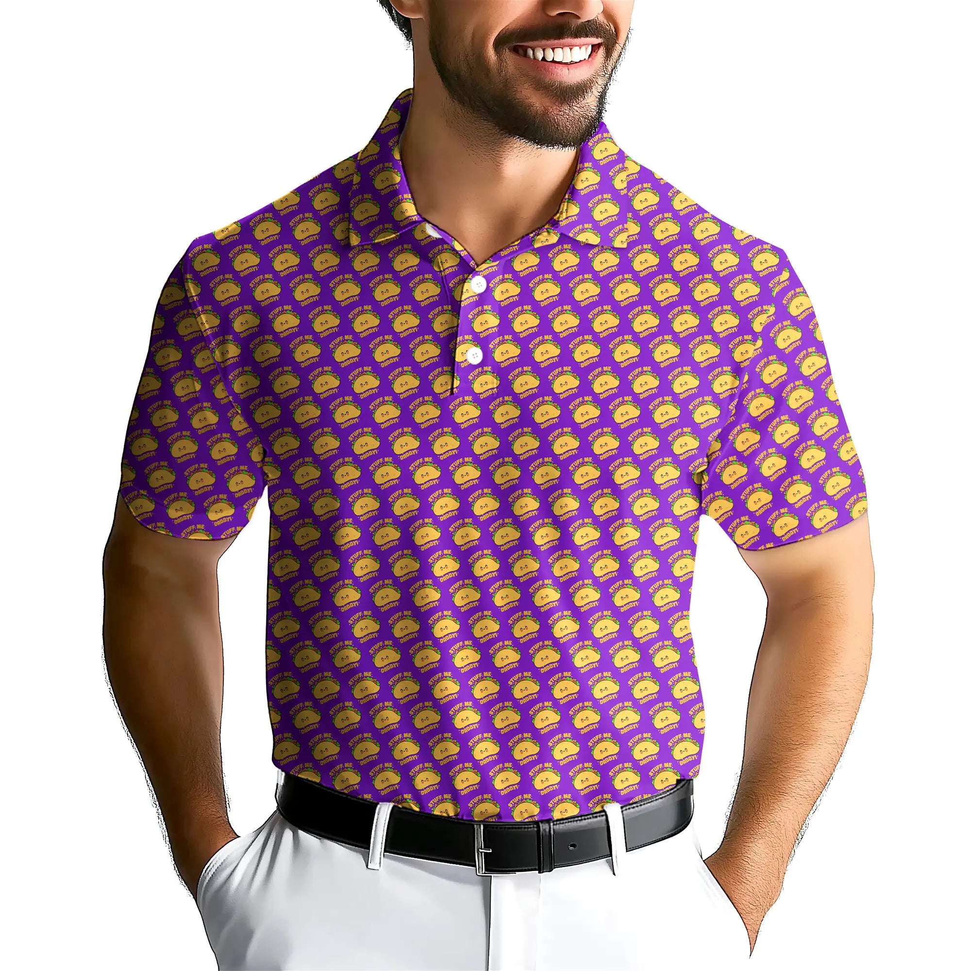 Stuff Me Daddy-Polo Shirt For Men-Gerbera Prints
