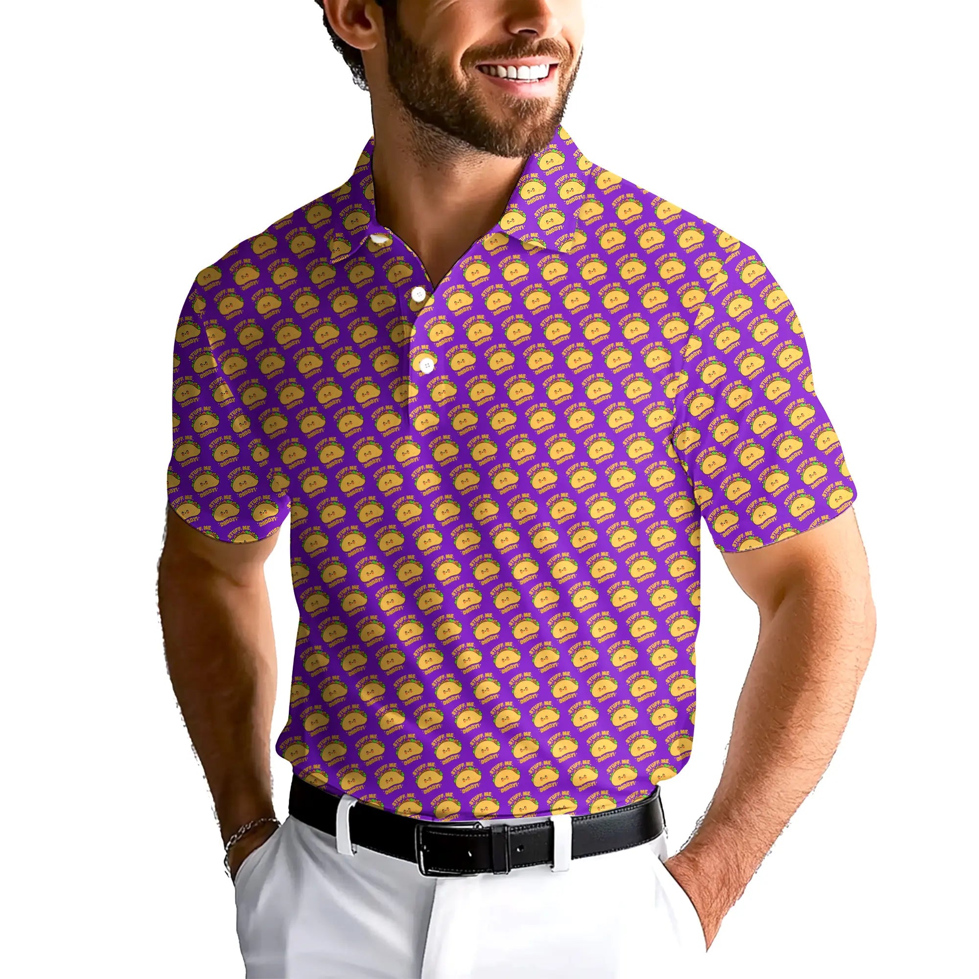 Stuff Me Daddy-Polo Shirt For Men-Gerbera Prints
