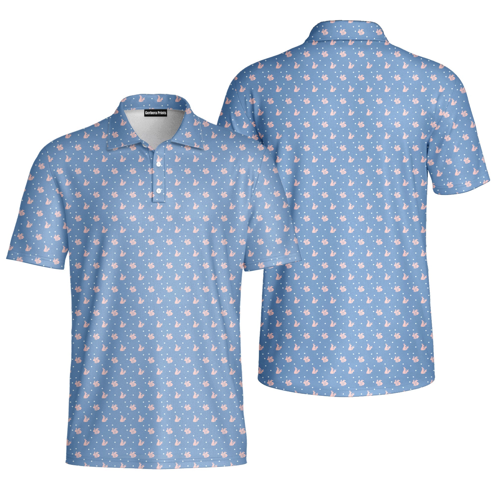 Lovers Rabbits-Polo Shirt For Men-Gerbera Prints