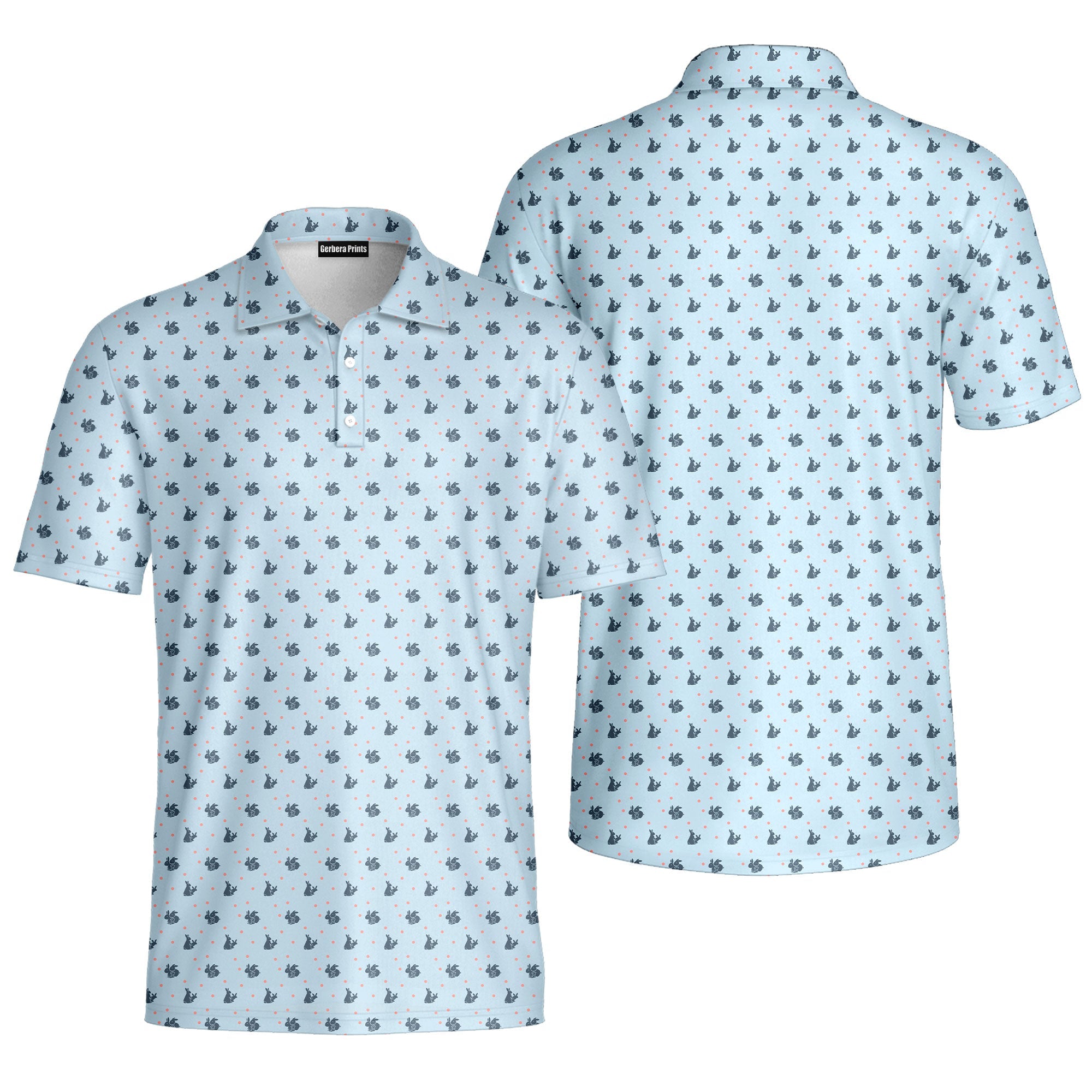 Lovers Rabbits-Polo Shirt For Men-Gerbera Prints
