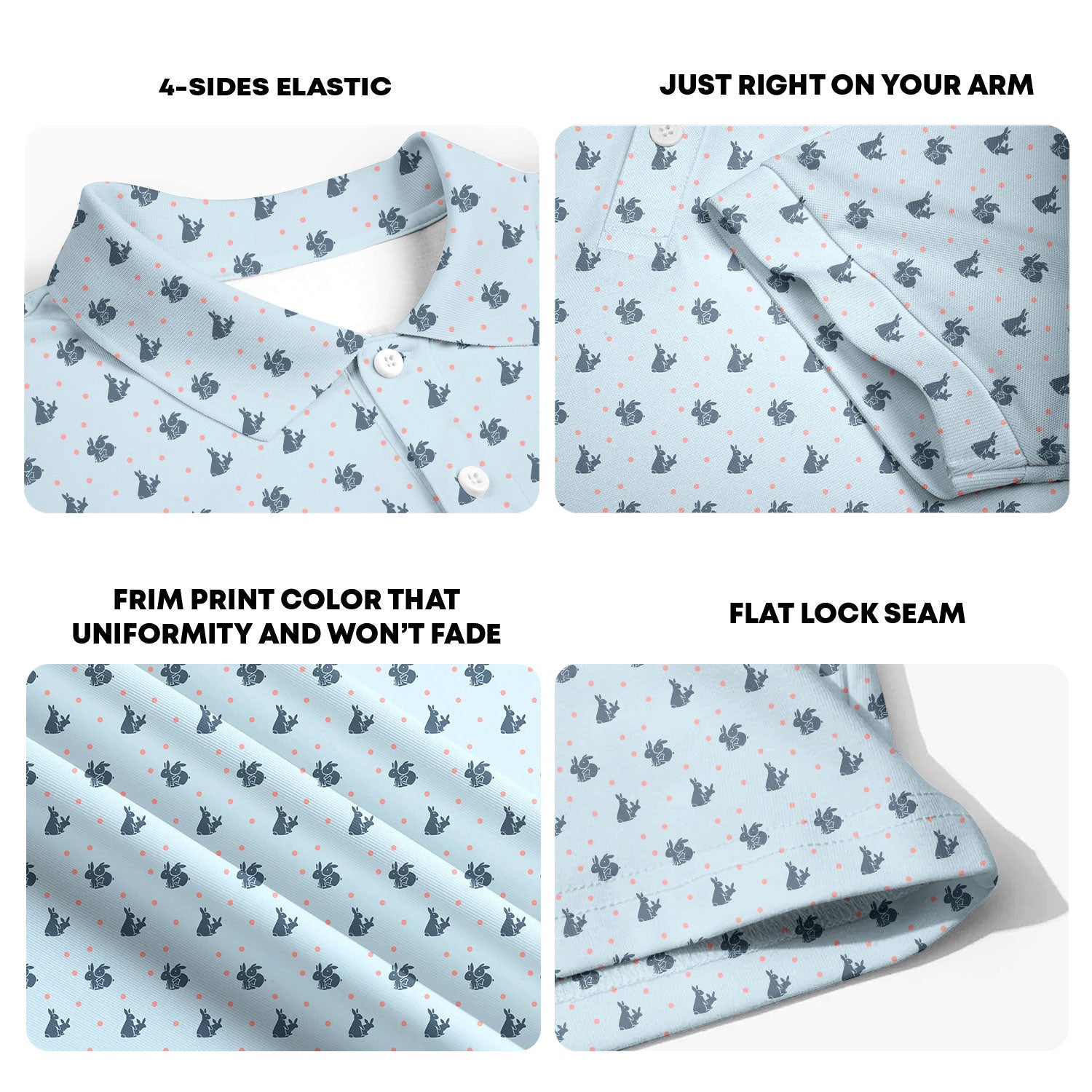 Lovers Rabbits-Polo Shirt For Men-Gerbera Prints