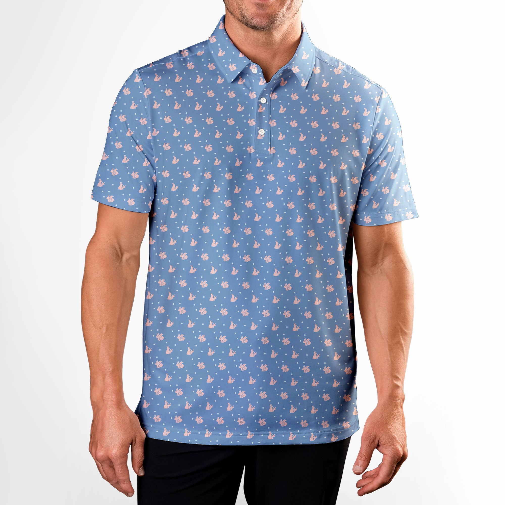 Lovers Rabbits-Polo Shirt For Men-Gerbera Prints