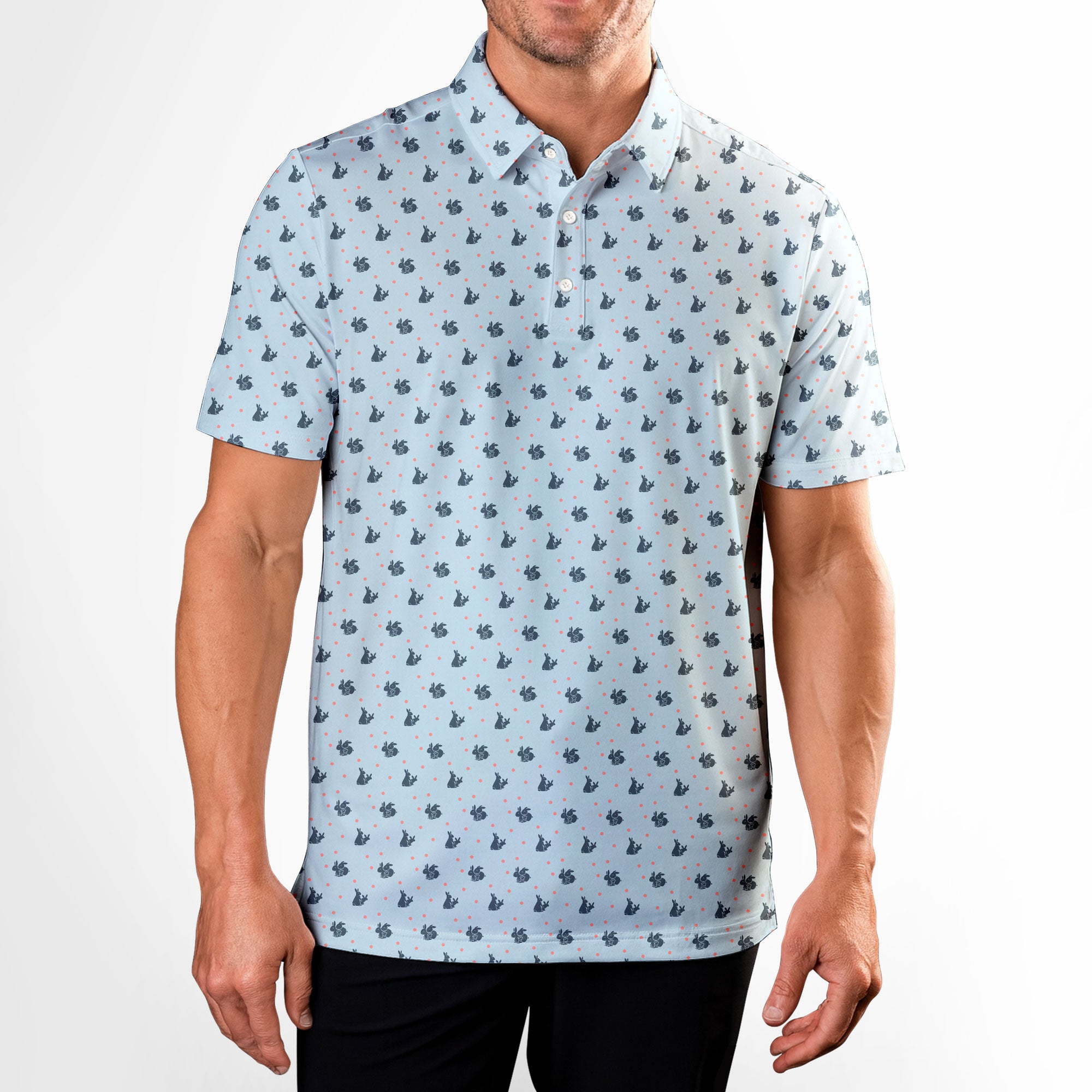 Lovers Rabbits-Polo Shirt For Men-Gerbera Prints