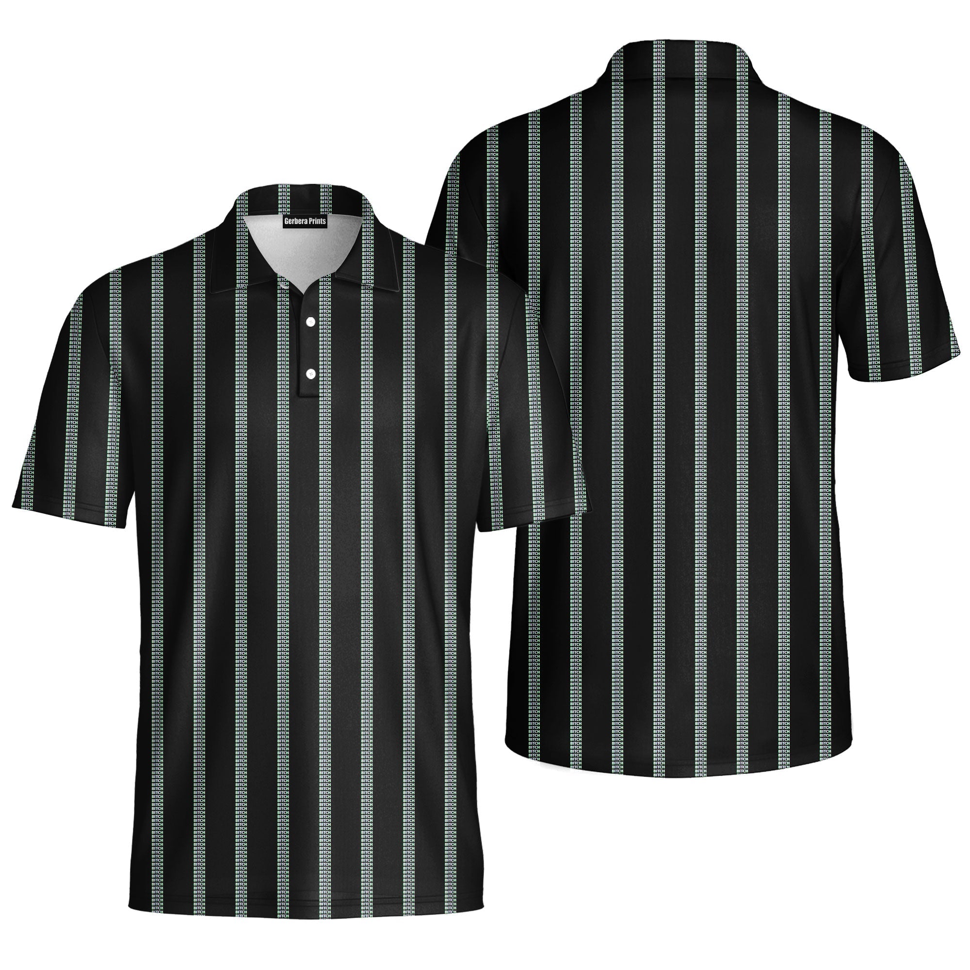 B*tch-Polo Shirt For Men-Gerbera Prints