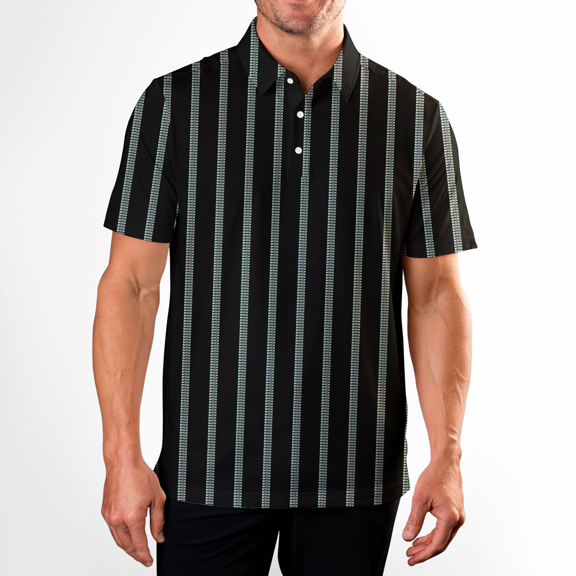 B*tch-Polo Shirt For Men-Gerbera Prints