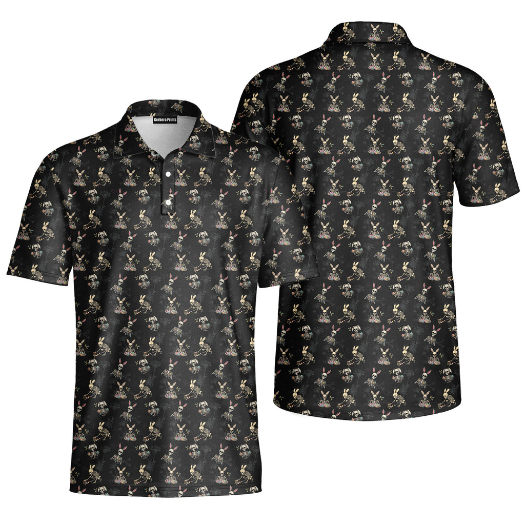 Skeleton Bunny-Polo Shirt For Men-Gerbera Prints