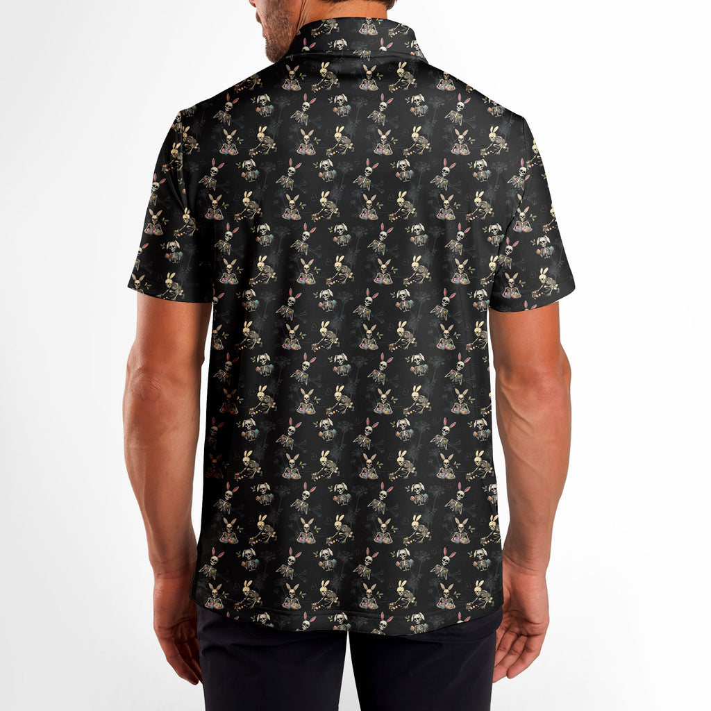 Skeleton Bunny-Polo Shirt For Men-Gerbera Prints