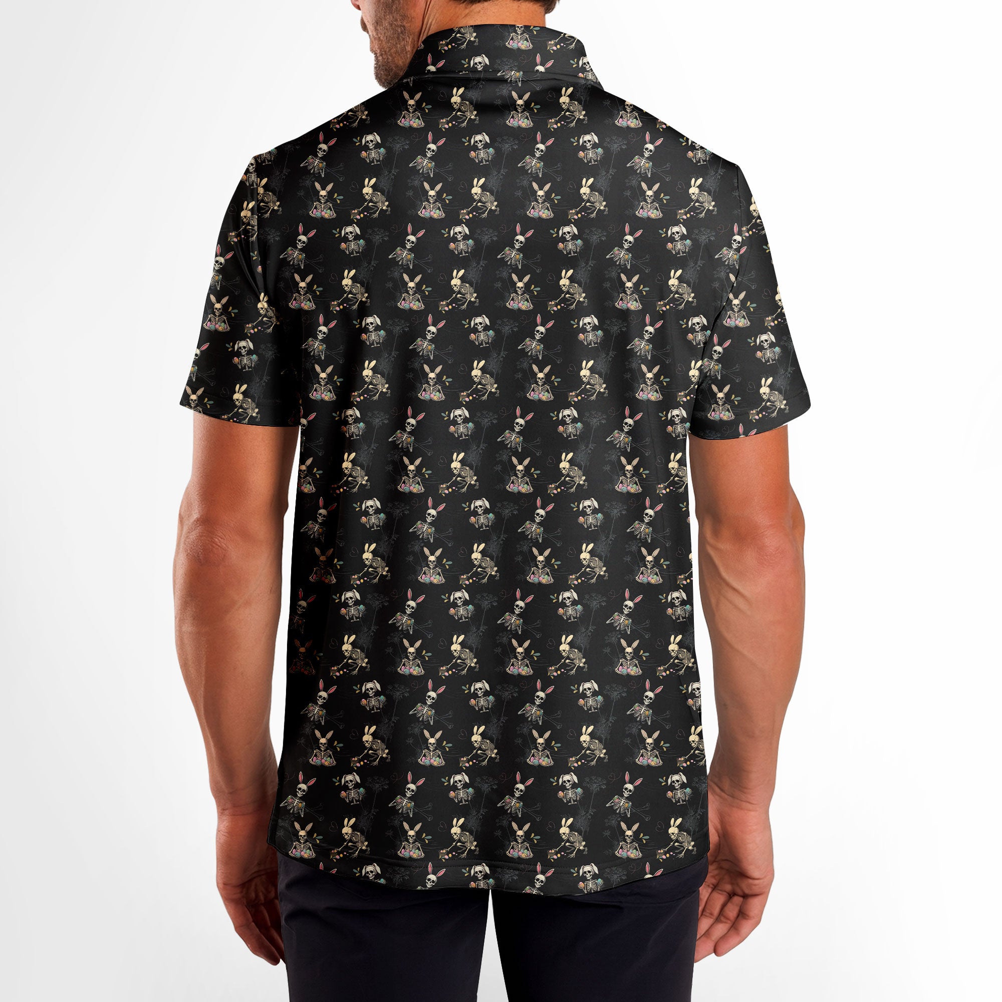 Skeleton Bunny-Polo Shirt For Men-Gerbera Prints