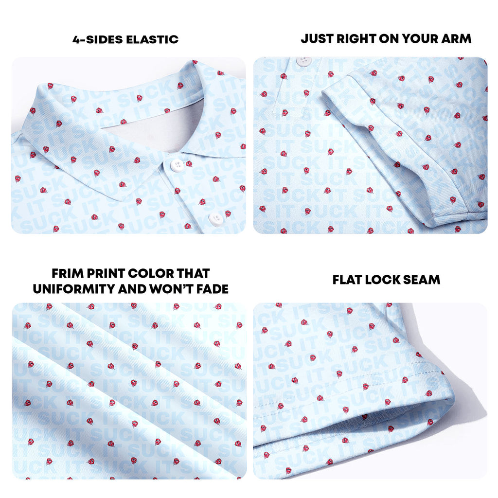 Suck It-Polo Shirt For Men-Gerbera Prints