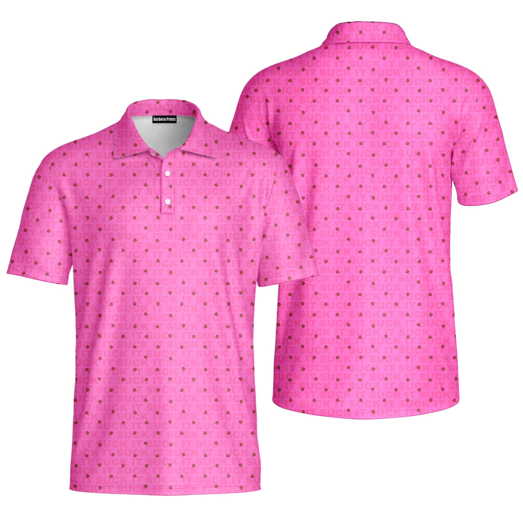 Suck It-Polo Shirt For Men-Gerbera Prints