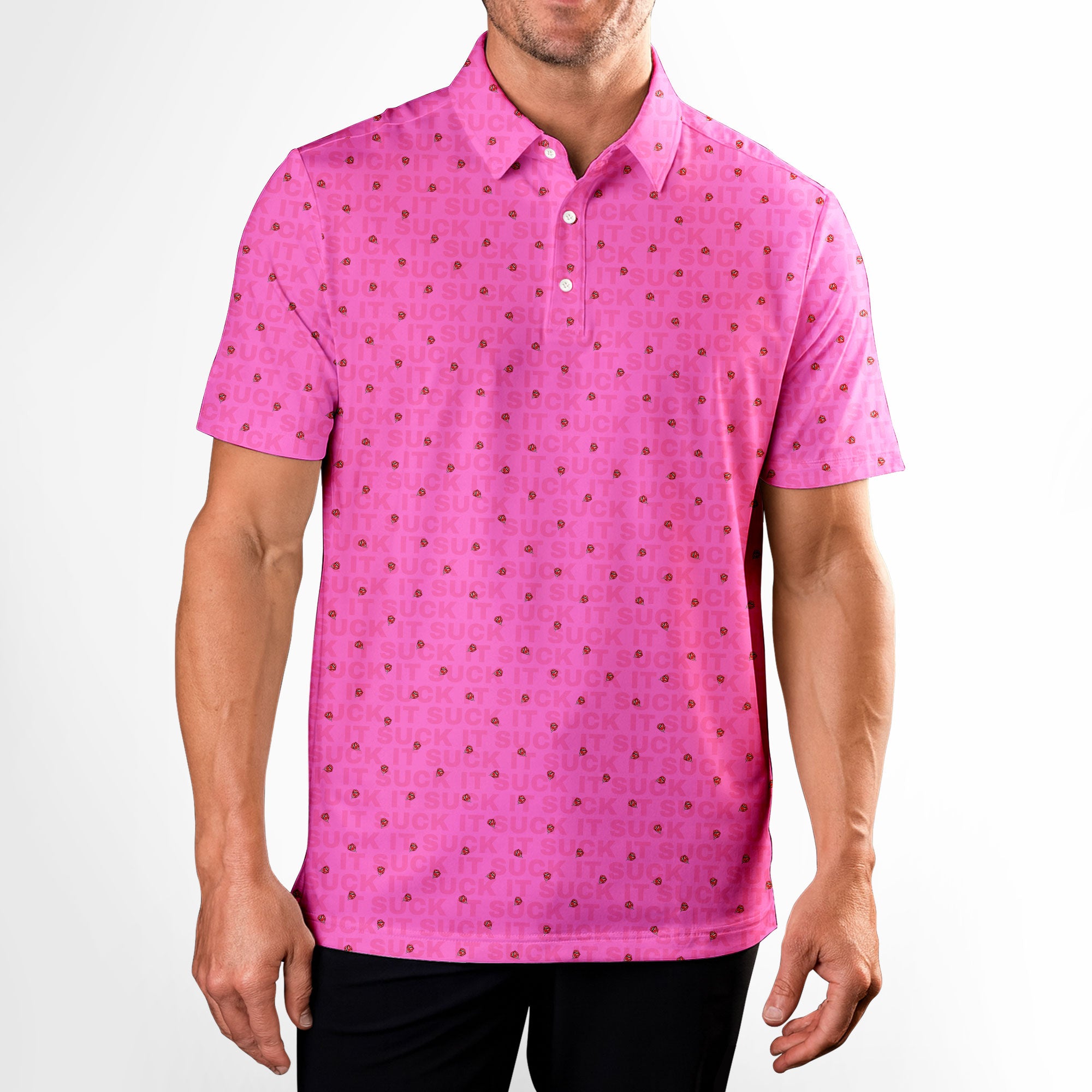 Suck It-Polo Shirt For Men-Gerbera Prints
