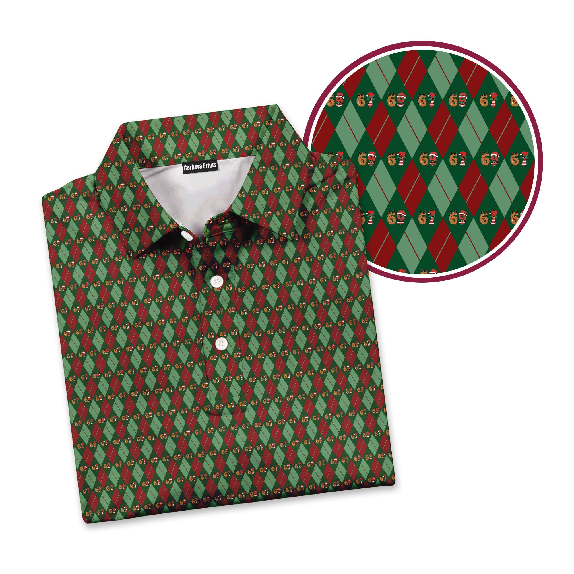 Funny Six Seven Christmas-Polo Shirt For Men-Gerbera Prints