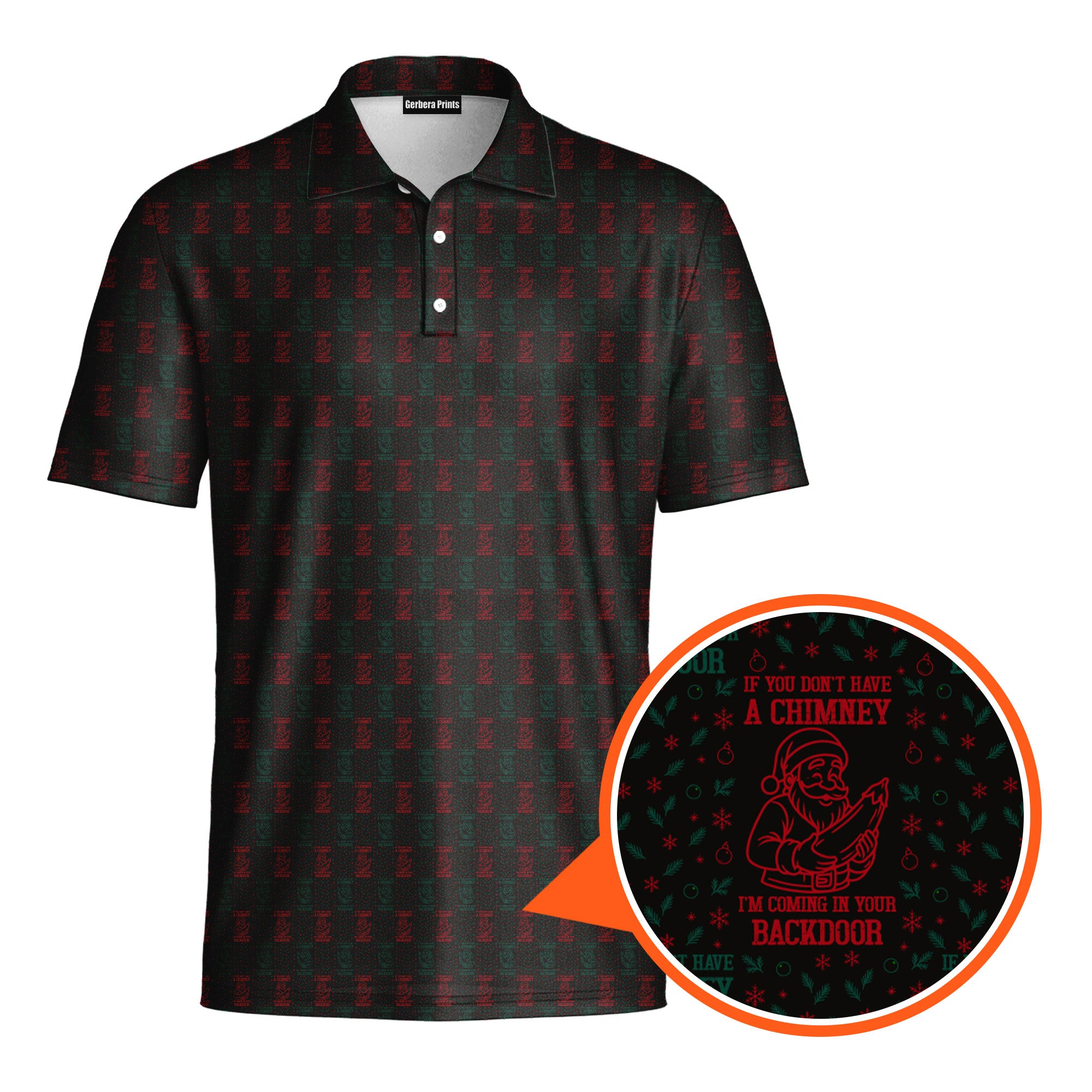 Naughty Christmas-Polo Shirt For Men-Gerbera Prints