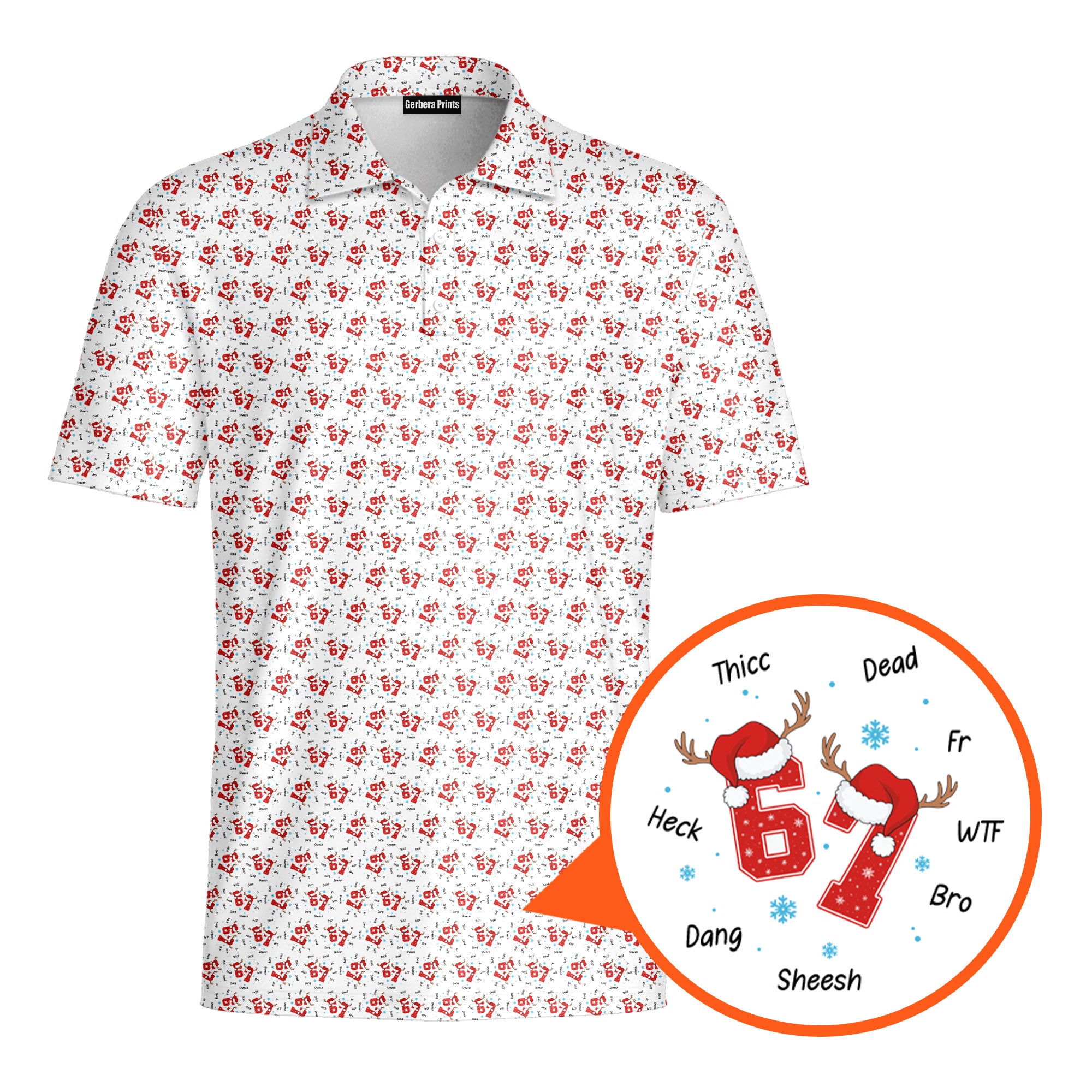 67 Santa Slang-Polo Shirt For Men-Gerbera Prints