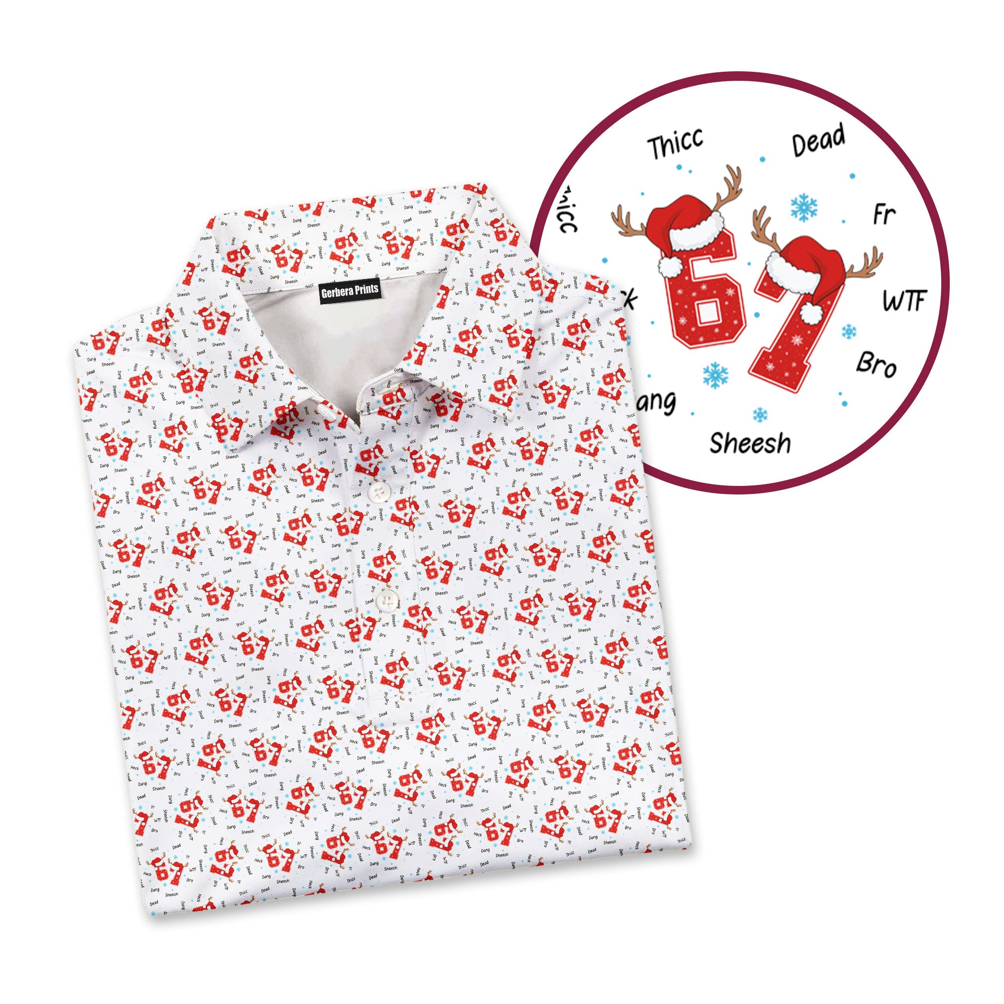 67 Santa Slang-Polo Shirt For Men-Gerbera Prints