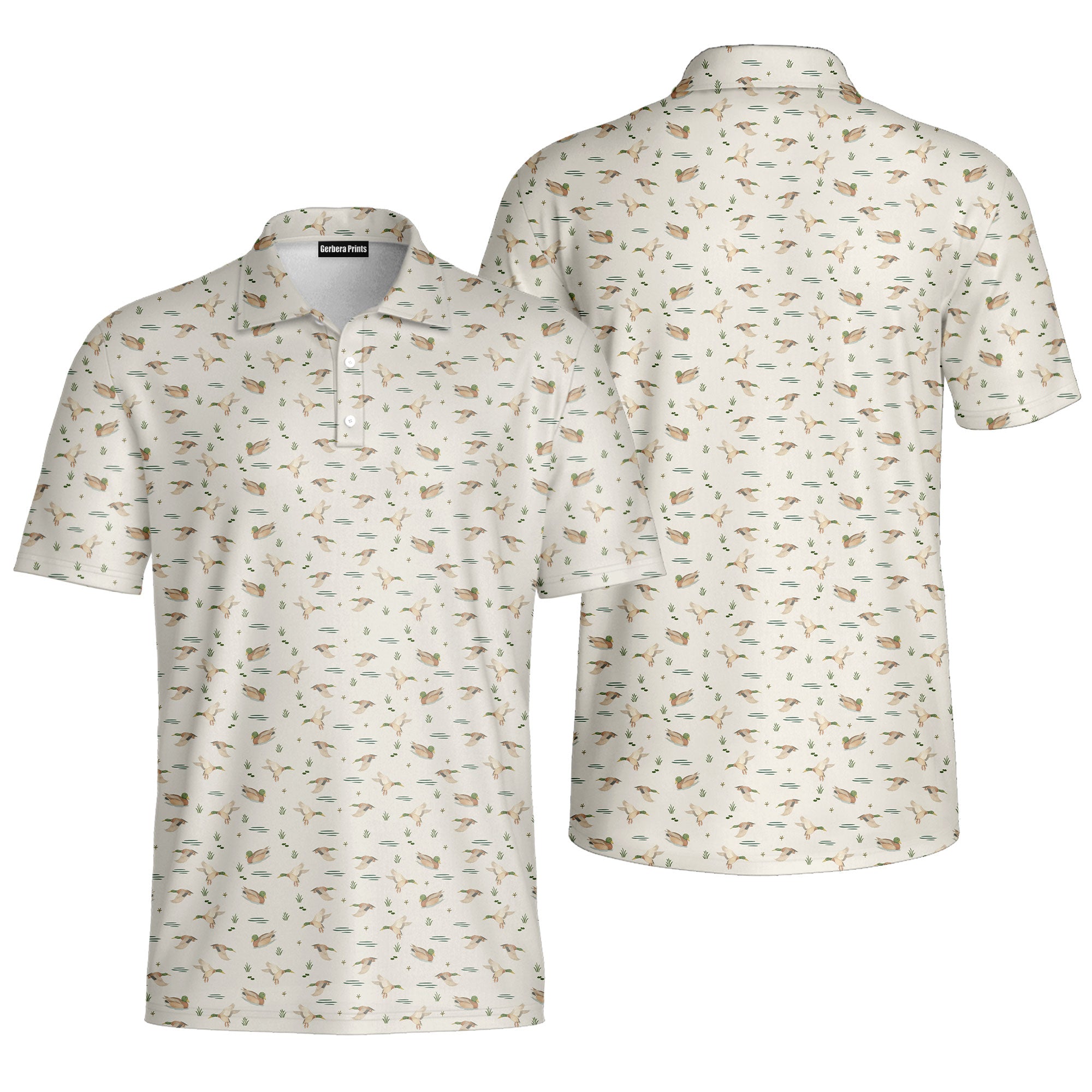 Wild Mallard-Polo Shirt For Men-Gerbera Prints