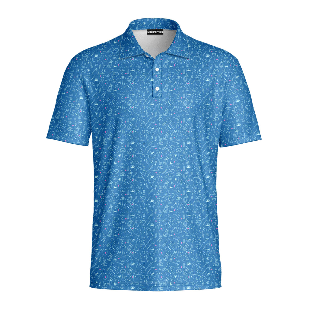 Code Blue-Polo Shirt For Men-Gerbera Prints
