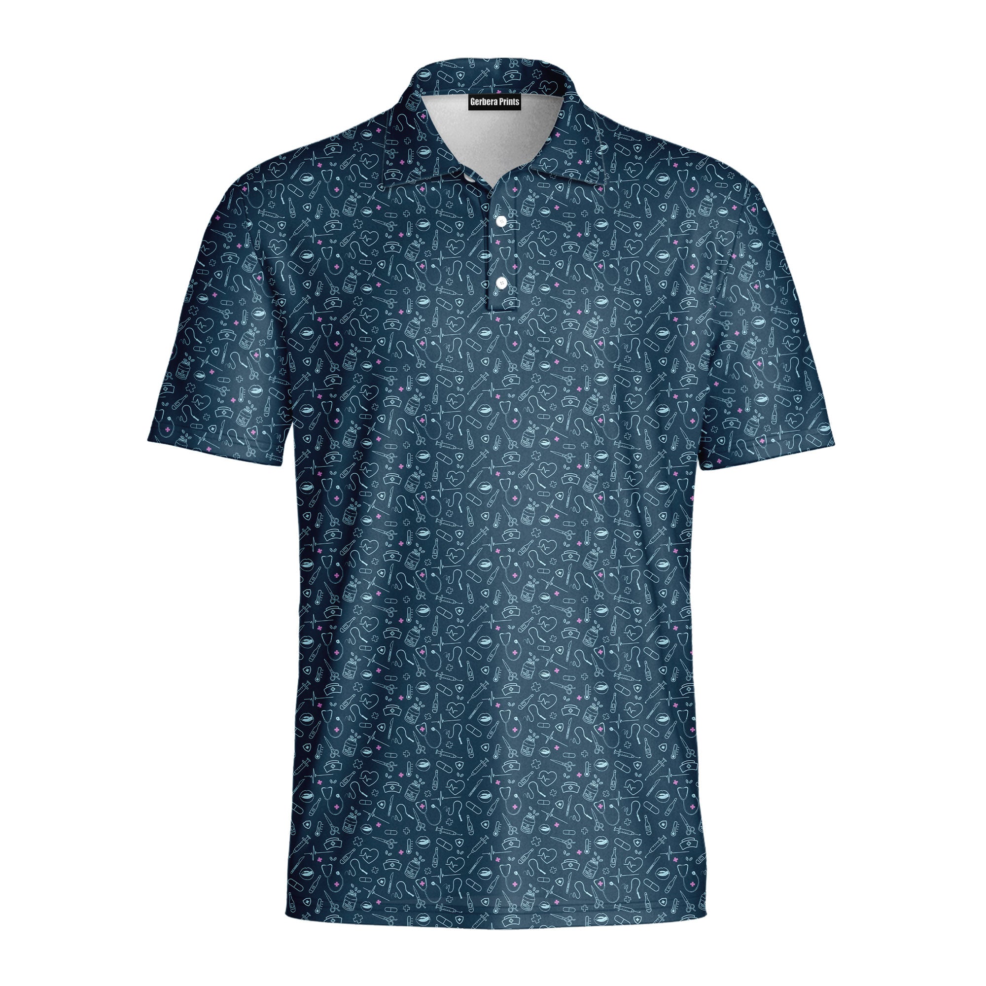 Code Blue-Polo Shirt For Men-Gerbera Prints