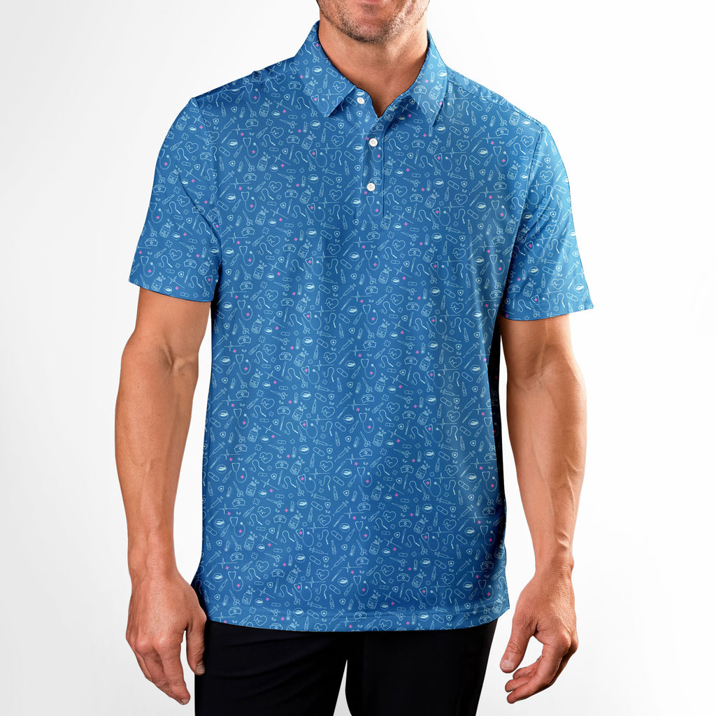 Code Blue-Polo Shirt For Men-Gerbera Prints
