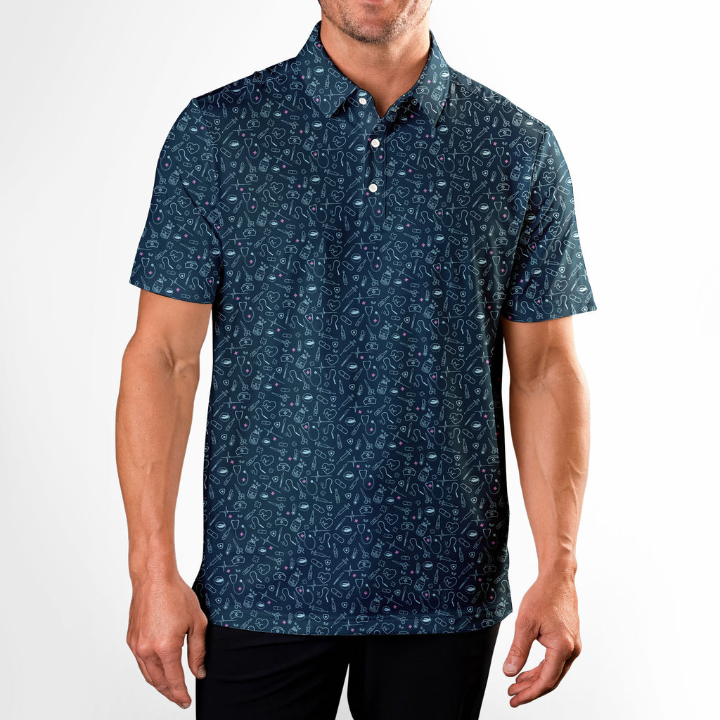 Code Blue-Polo Shirt For Men-Gerbera Prints