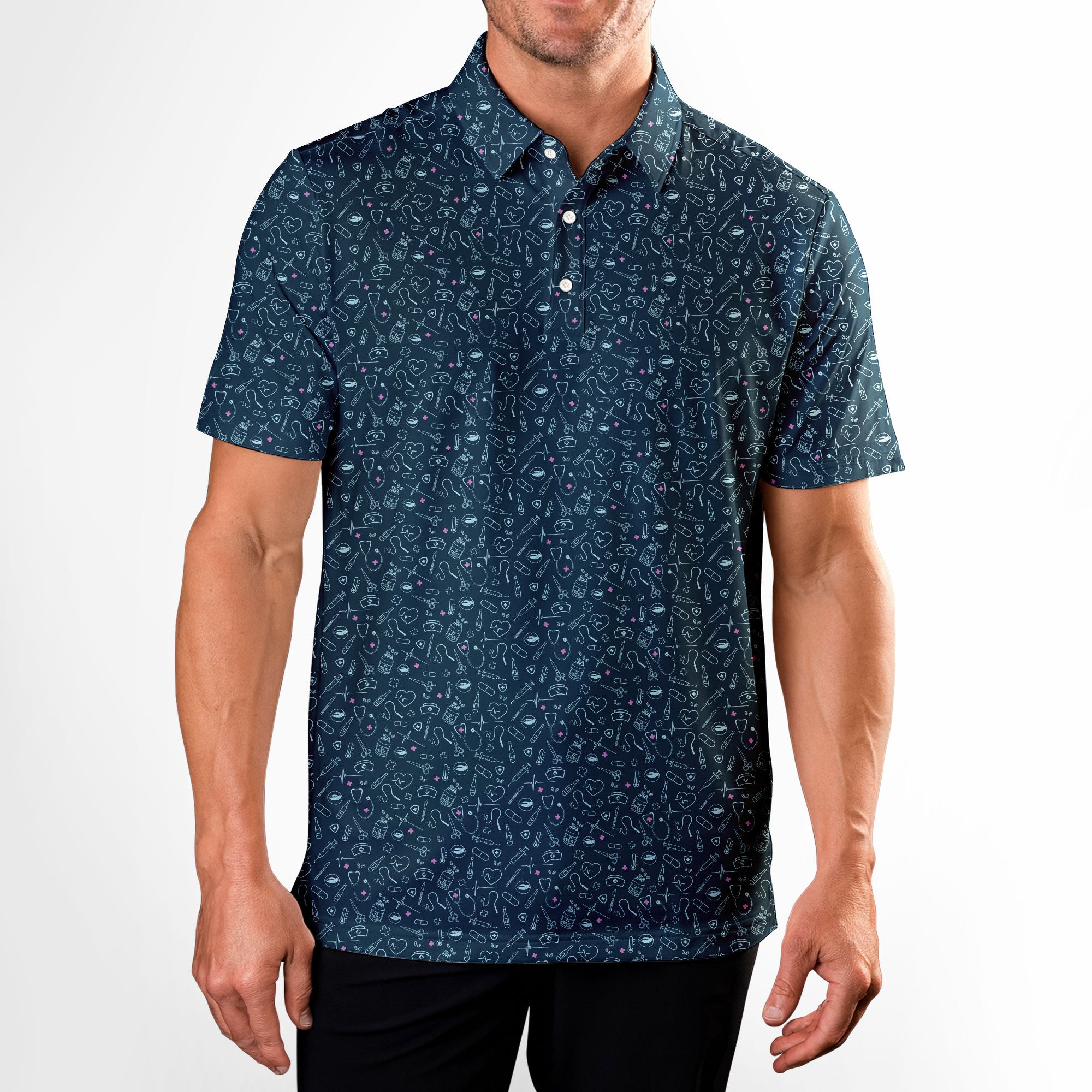Code Blue-Polo Shirt For Men-Gerbera Prints