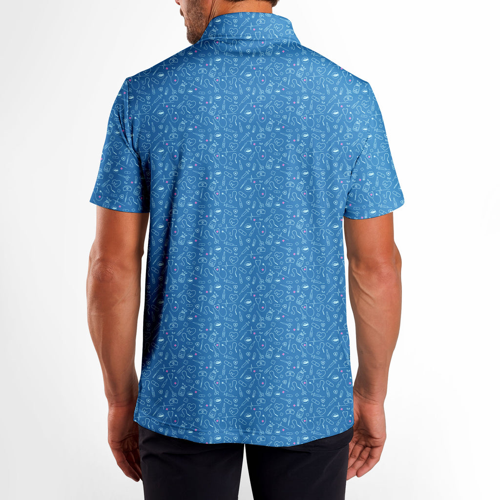 Code Blue-Polo Shirt For Men-Gerbera Prints