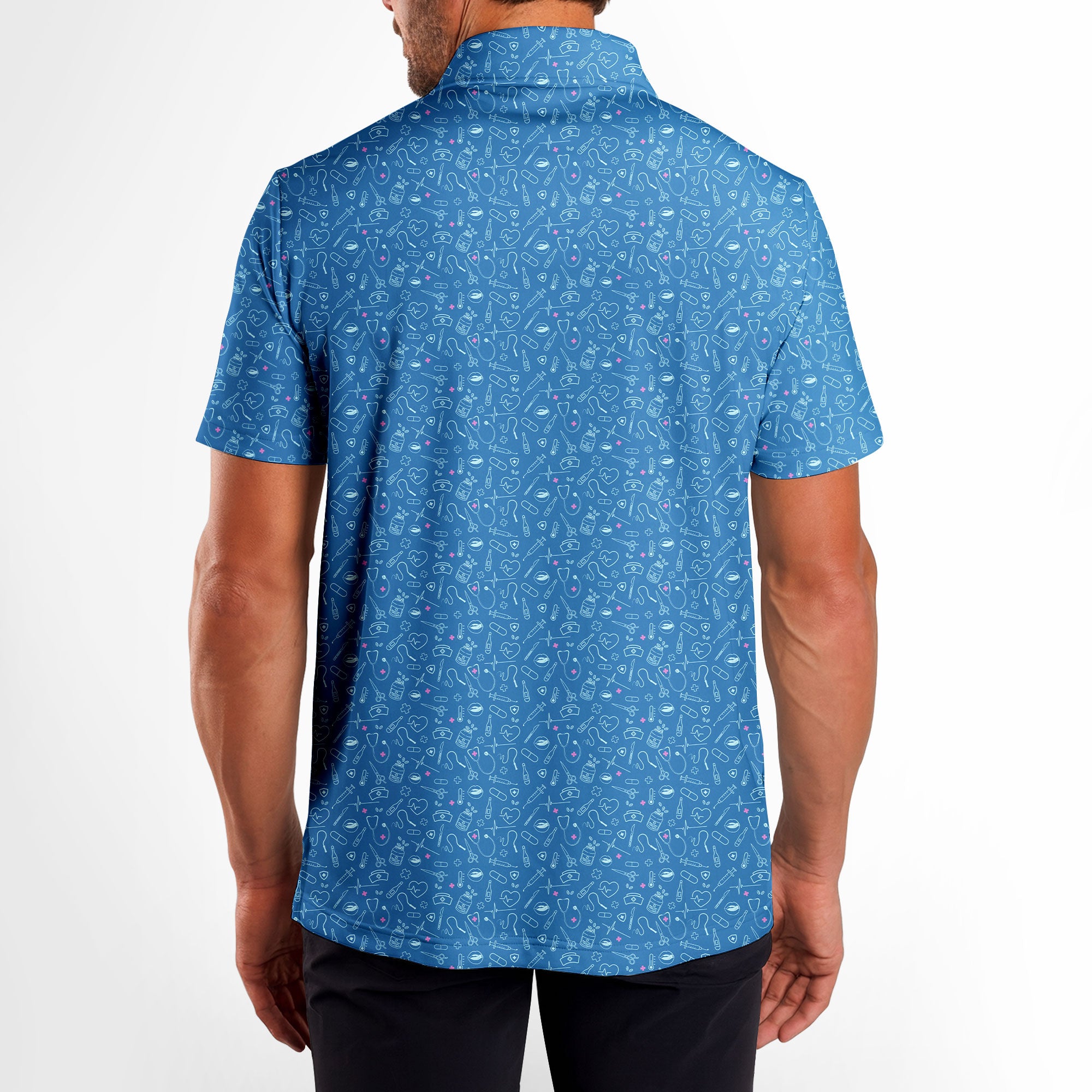 Code Blue-Polo Shirt For Men-Gerbera Prints