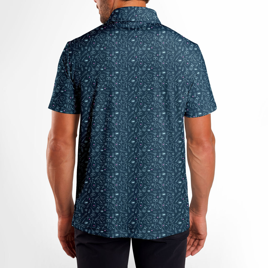 Code Blue-Polo Shirt For Men-Gerbera Prints