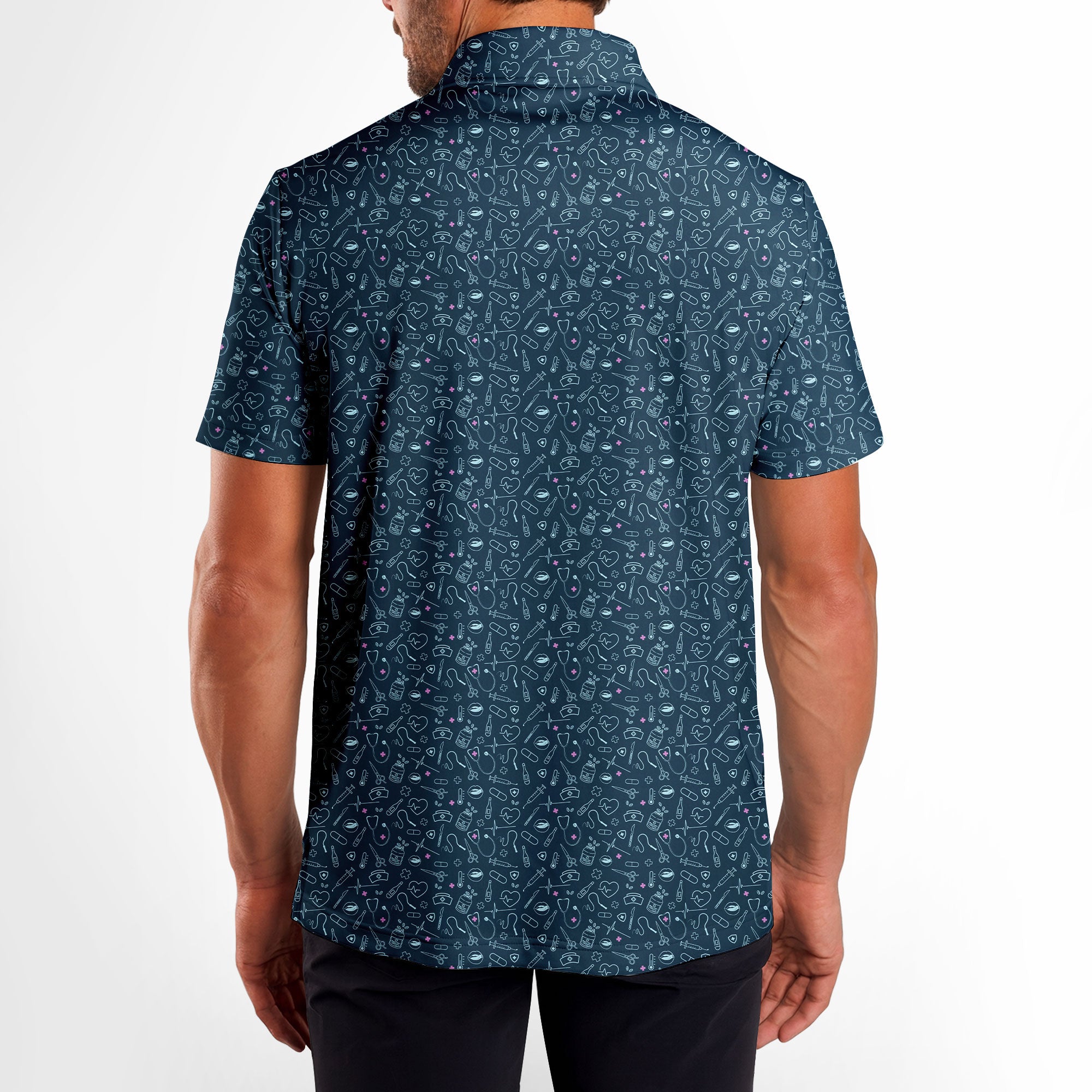 Code Blue-Polo Shirt For Men-Gerbera Prints