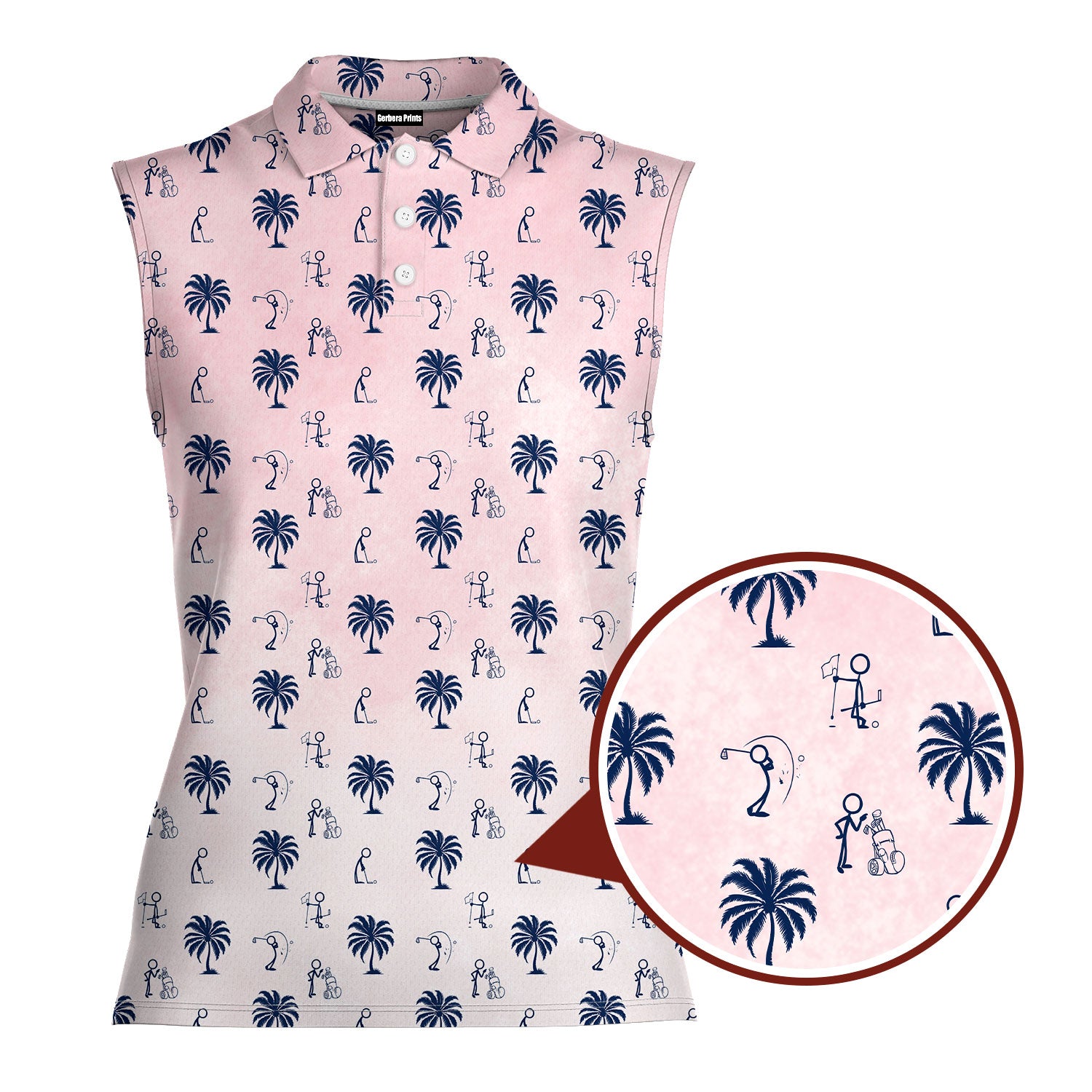 Funny Golf Stick Figures Pink Palm Tree