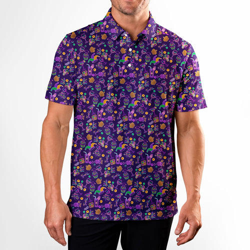 Carnival Glow-Polo Shirt For Men-Gerbera Prints