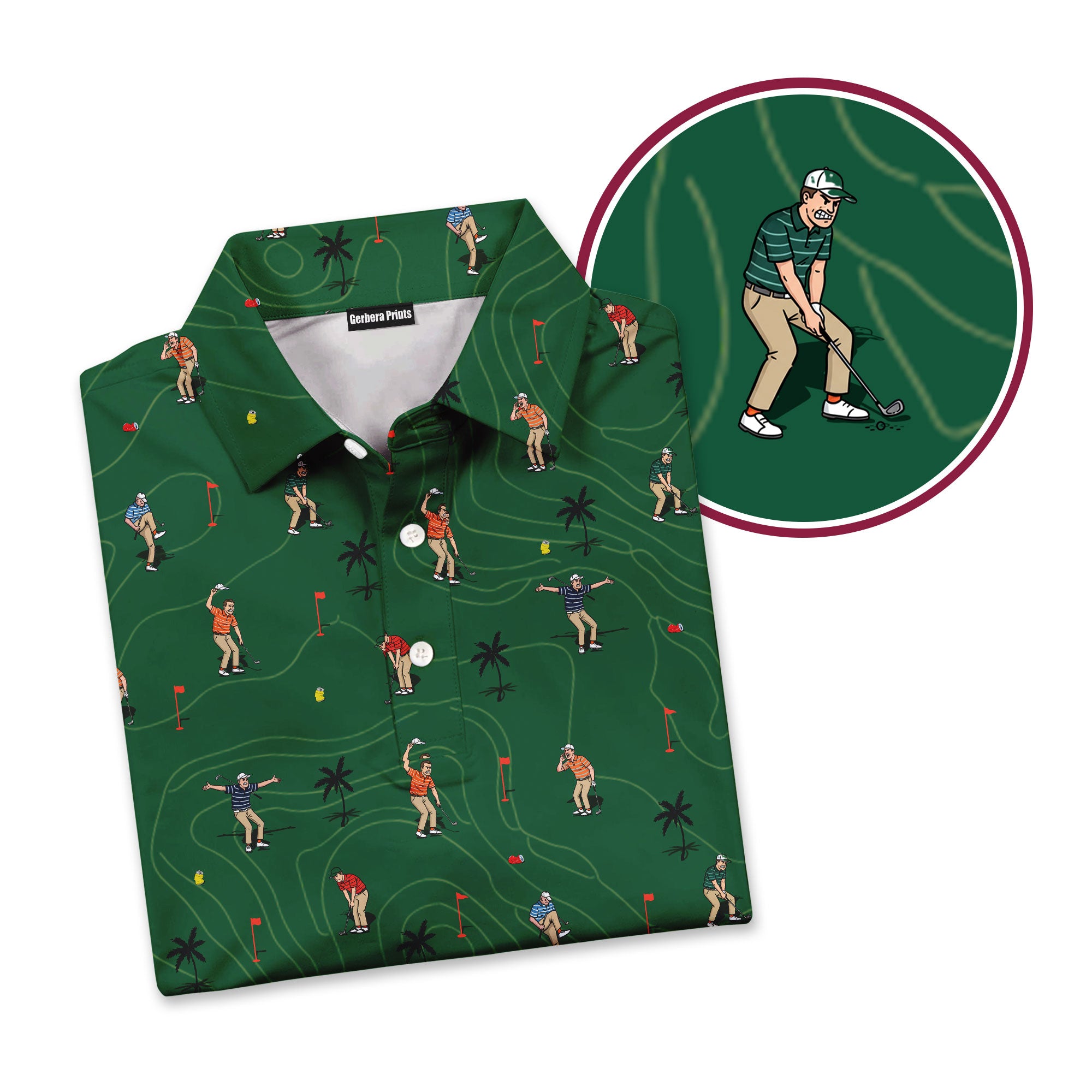 Angry Golfer-Polo Shirt For Men-Gerbera Prints
