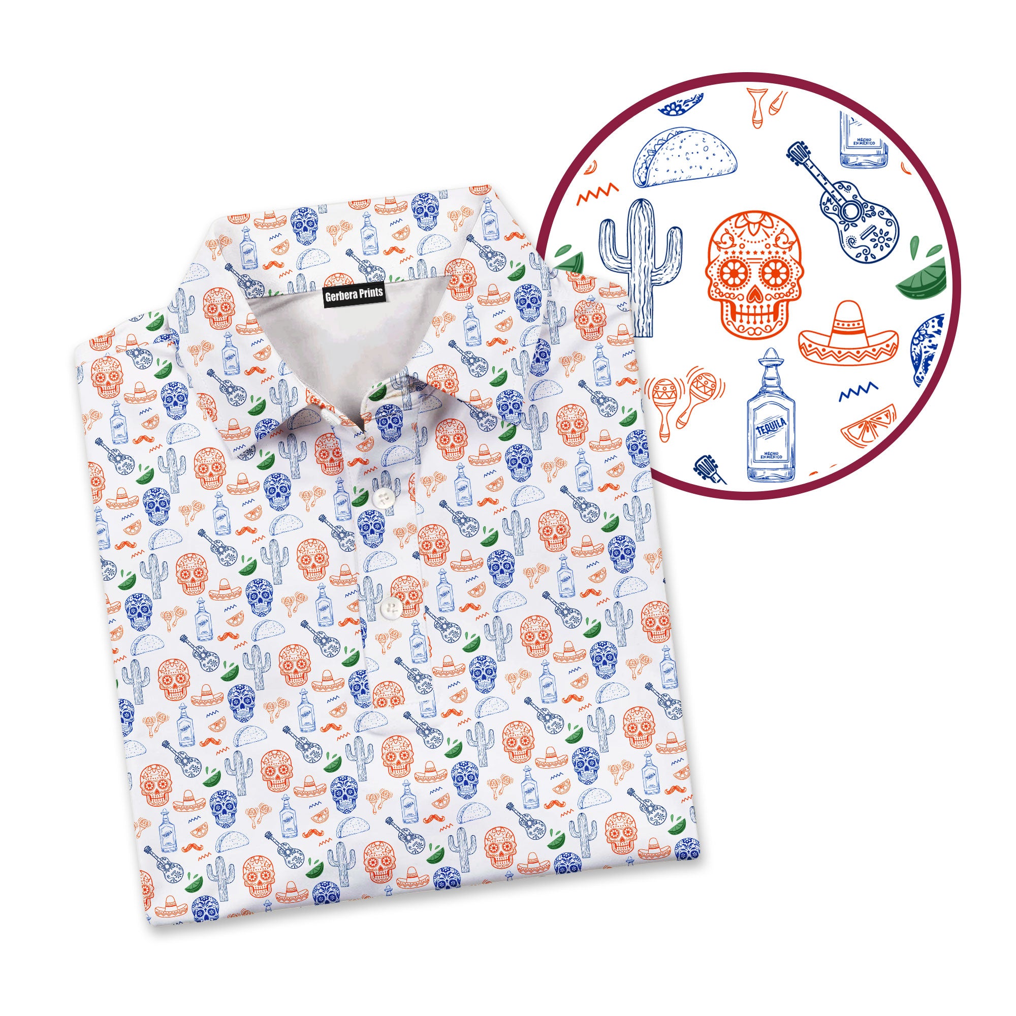 Patriot Tequila Fiesta-Polo Shirt For Men-Gerbera Prints