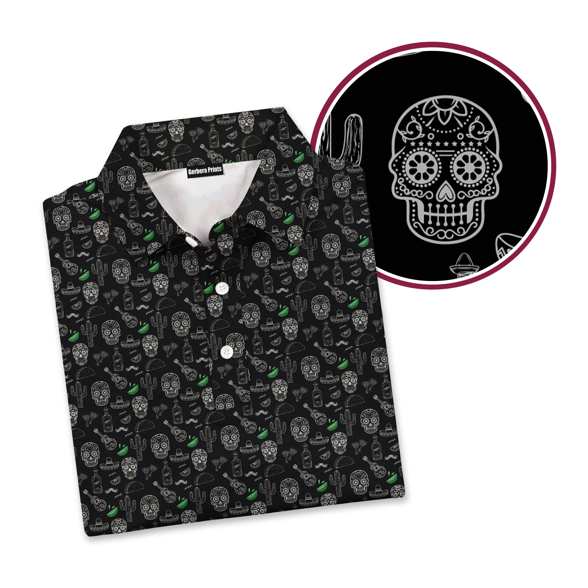 Tequila Fiesta-Polo Shirt For Men-Gerbera Prints