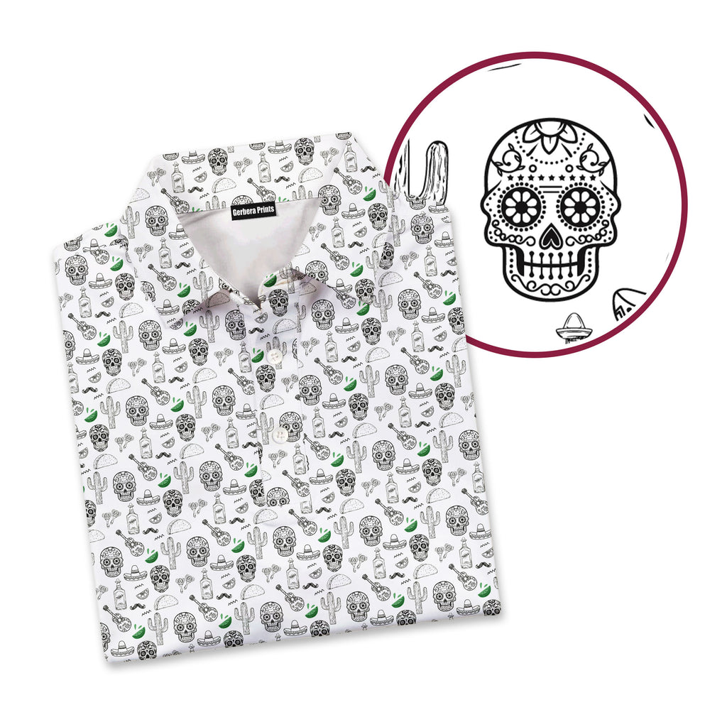 Tequila Fiesta-Polo Shirt For Men-Gerbera Prints