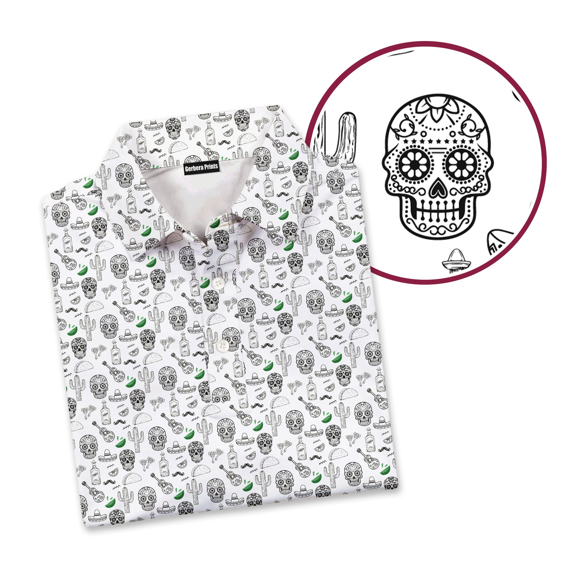 Tequila Fiesta-Polo Shirt For Men-Gerbera Prints