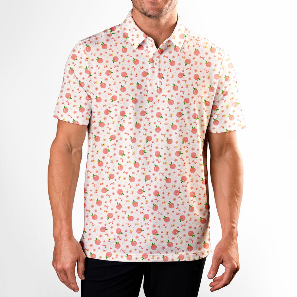 Peach State-Polo Shirt For Men-Gerbera Prints